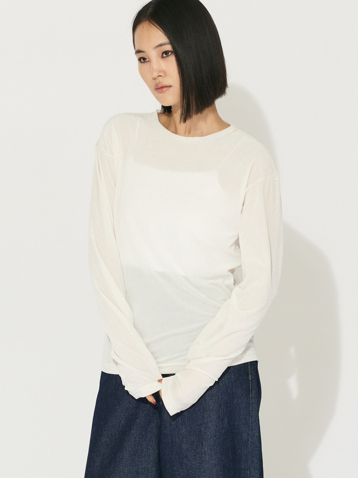 sheer velour pullover