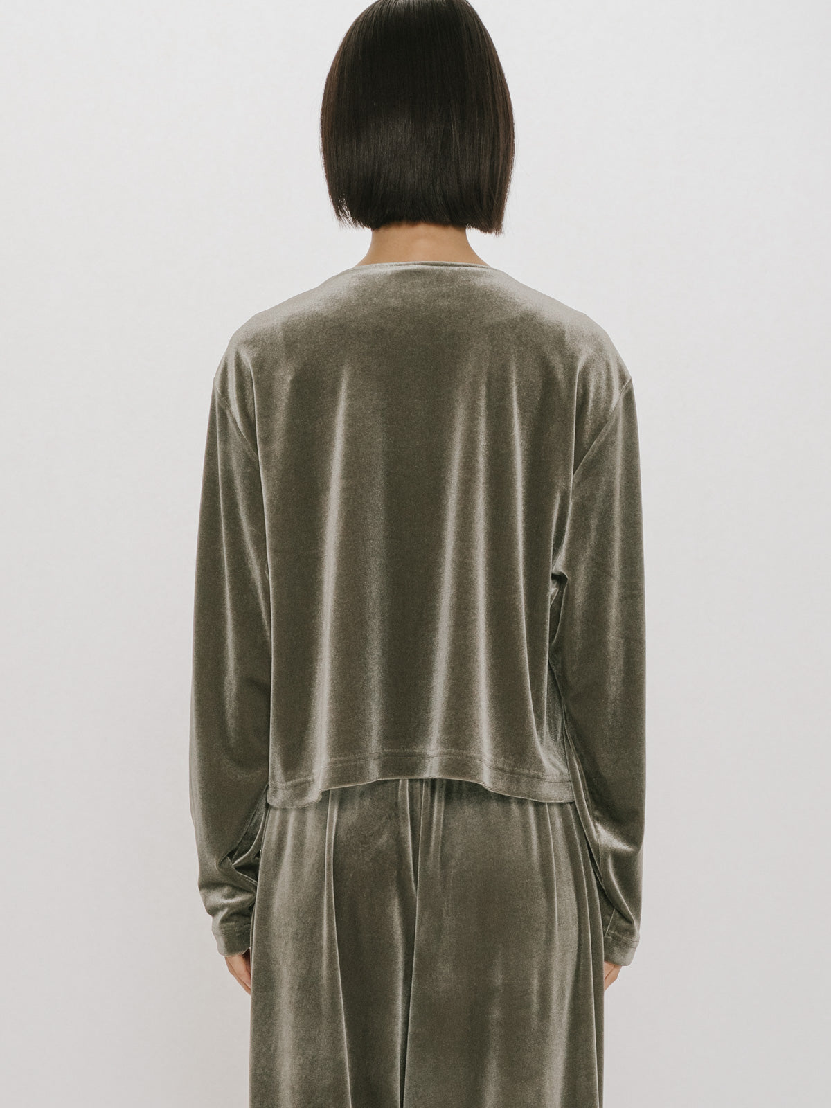 crew neck velour cardigan