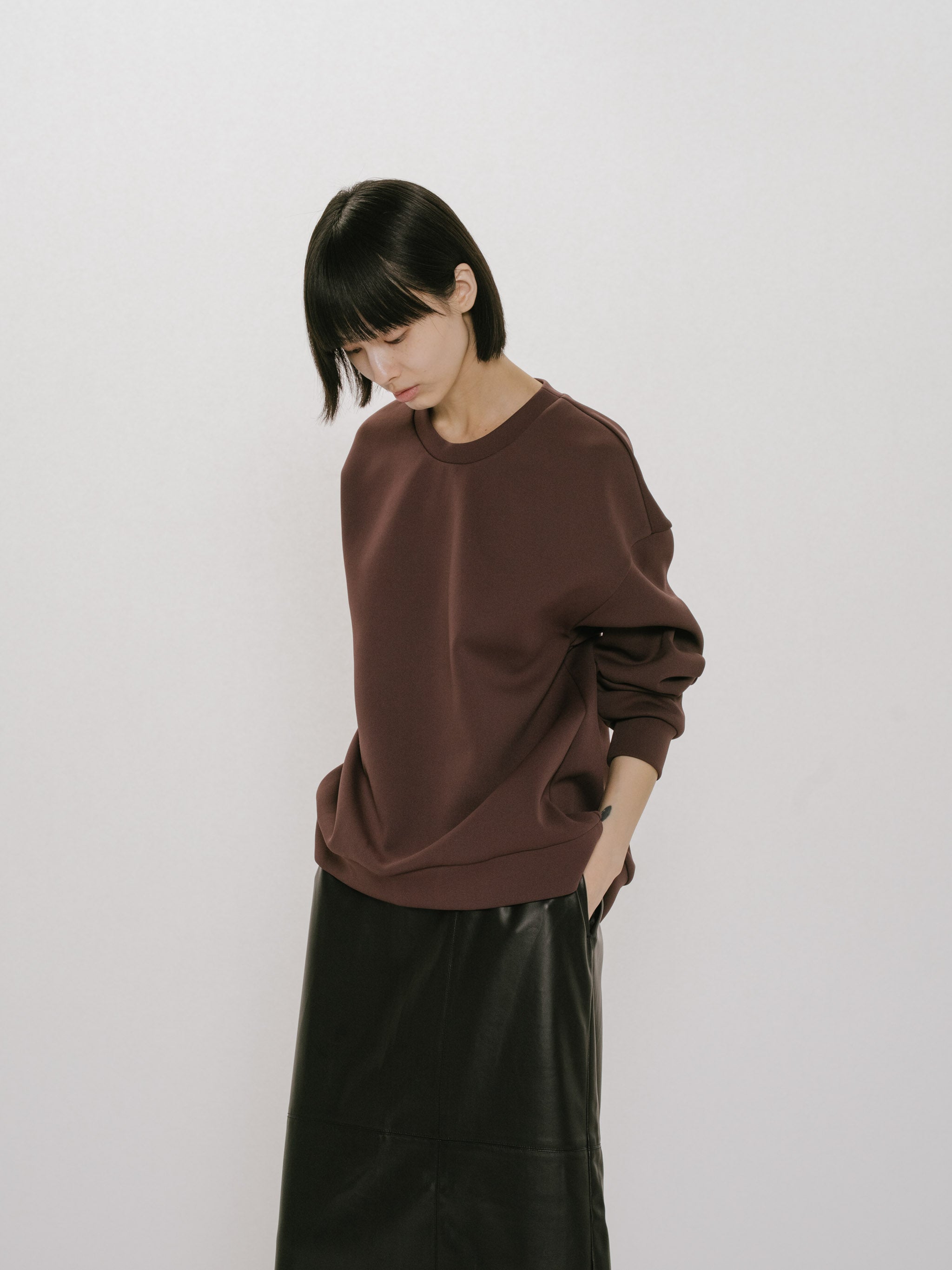 double knit long sleeve pullover