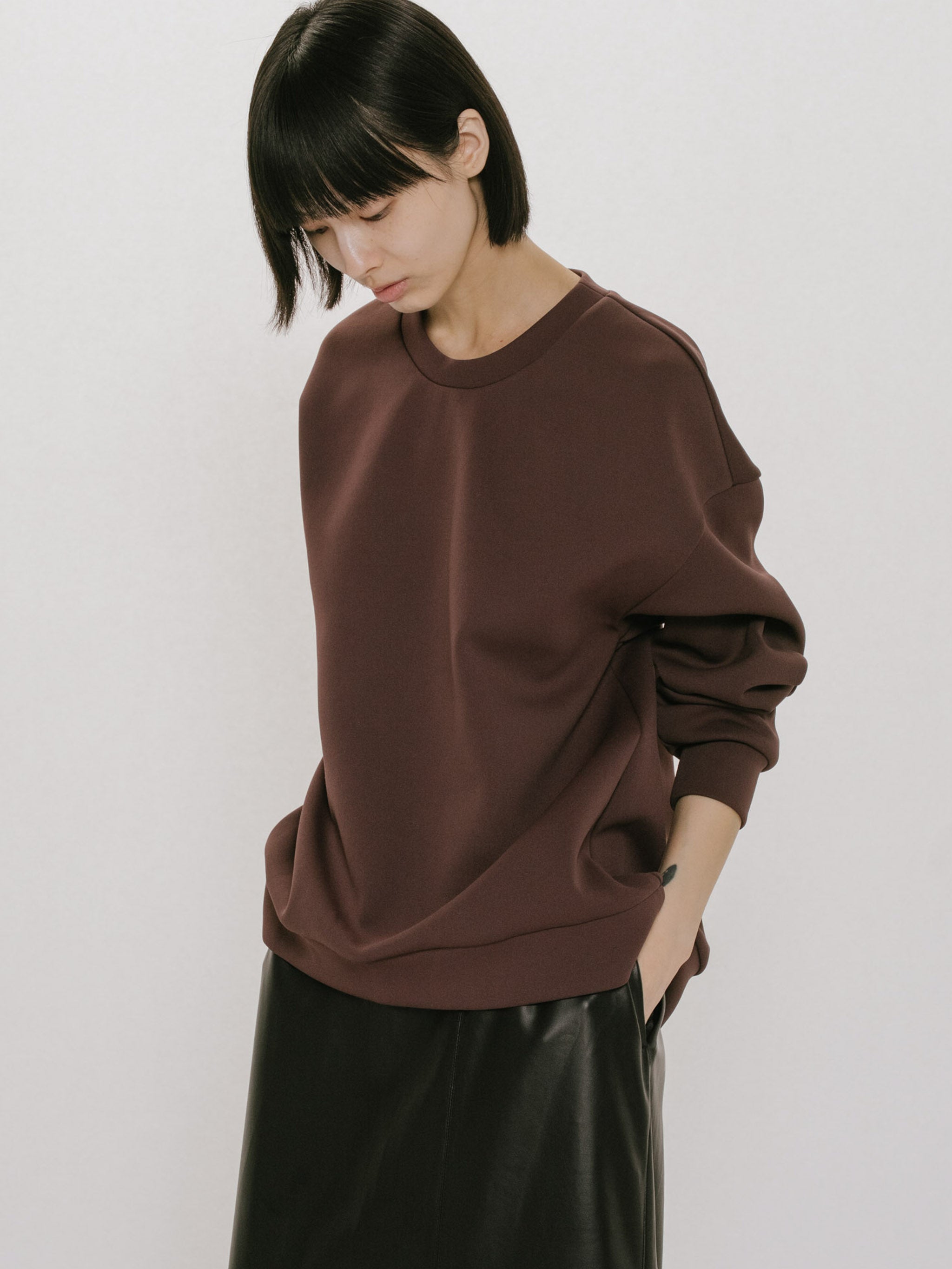 double knit long sleeve pullover