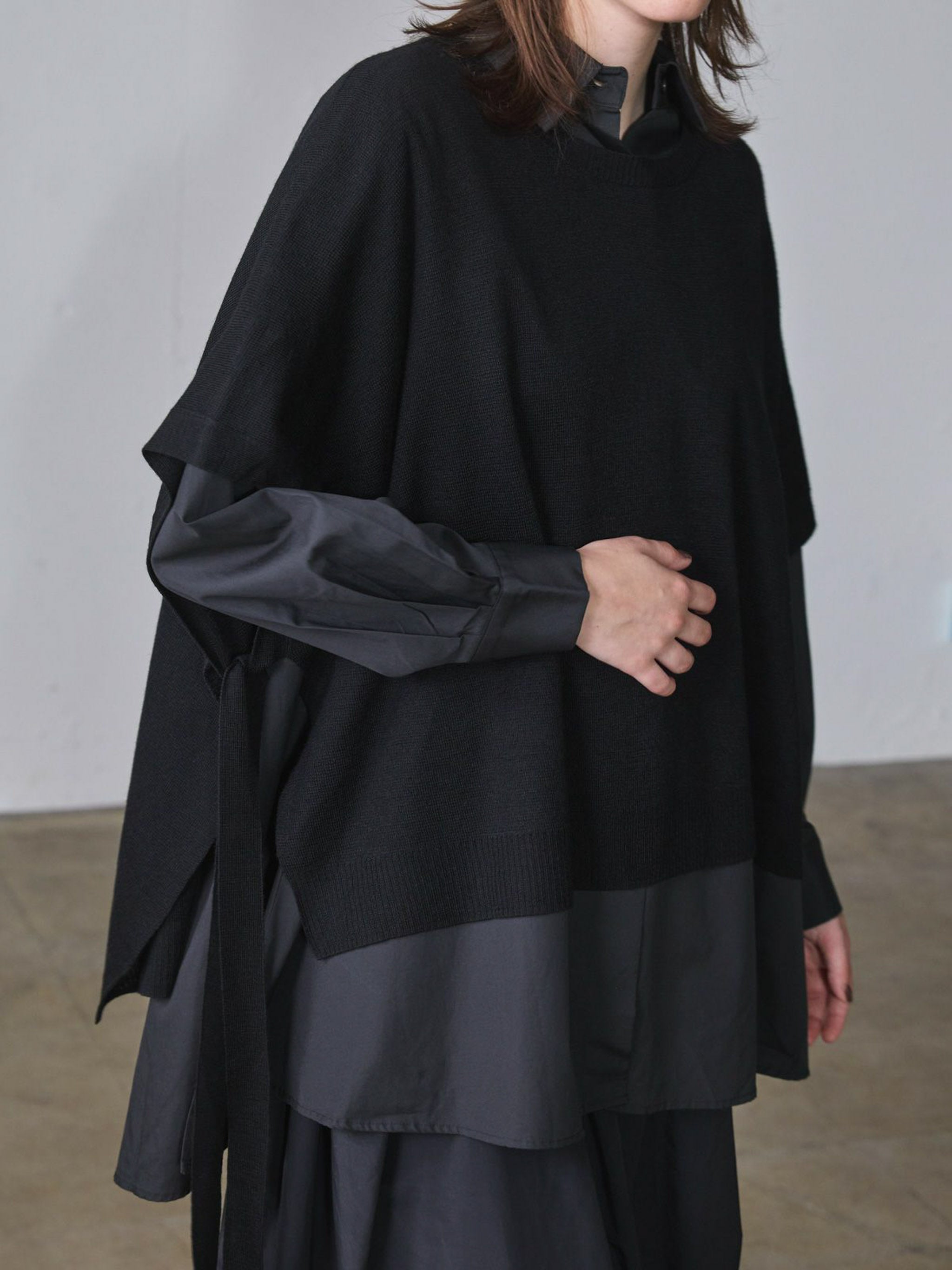 サイドリボンポンチョ