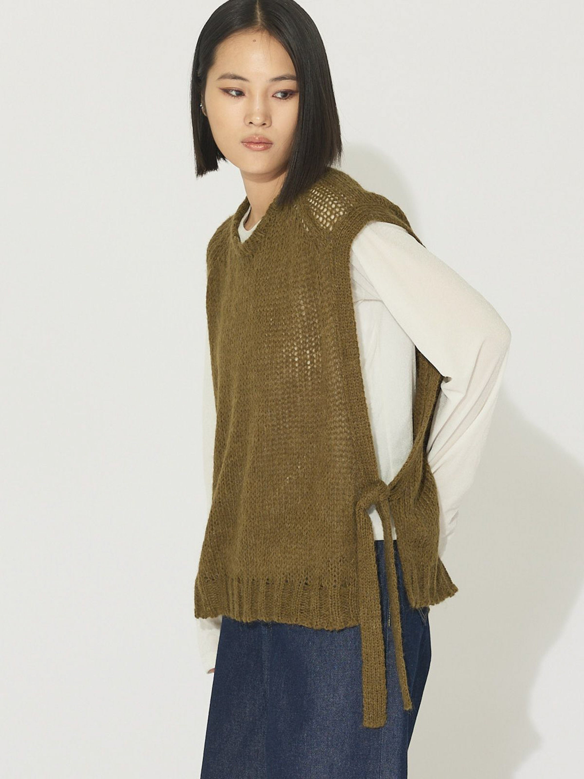 モヘアサイドリボンベスト