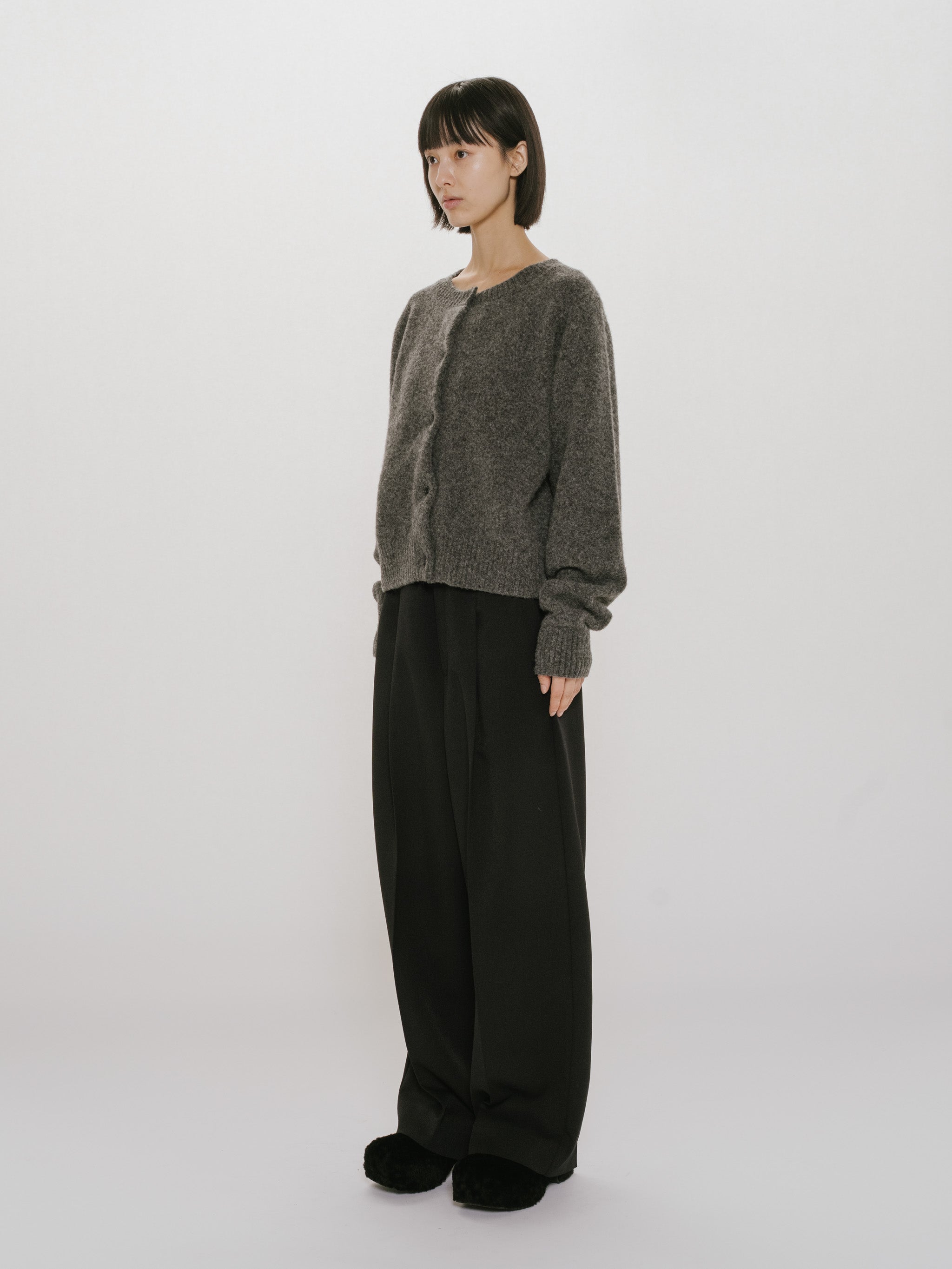 wool crew neck cardigan