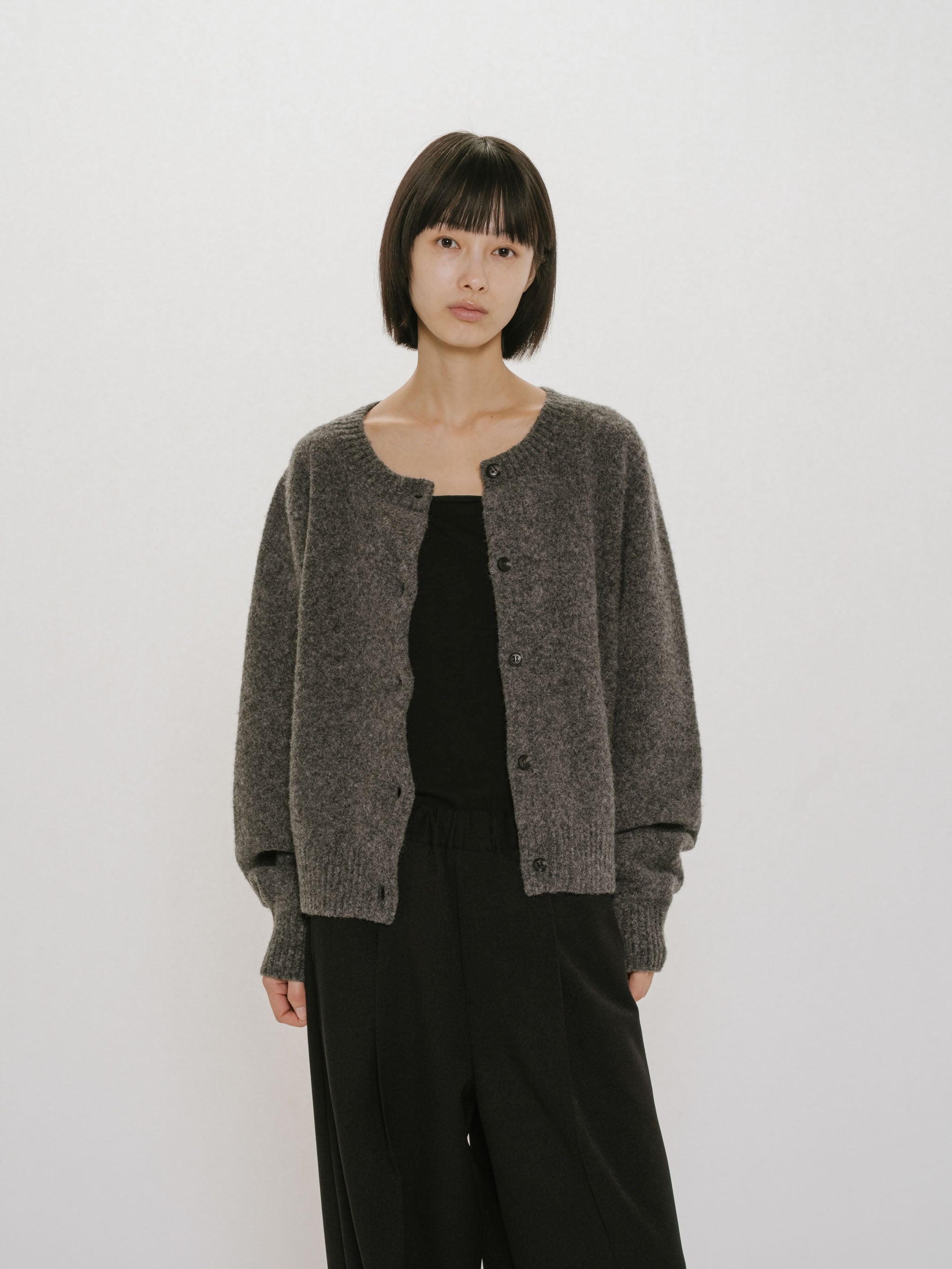 wool crew neck cardigan
