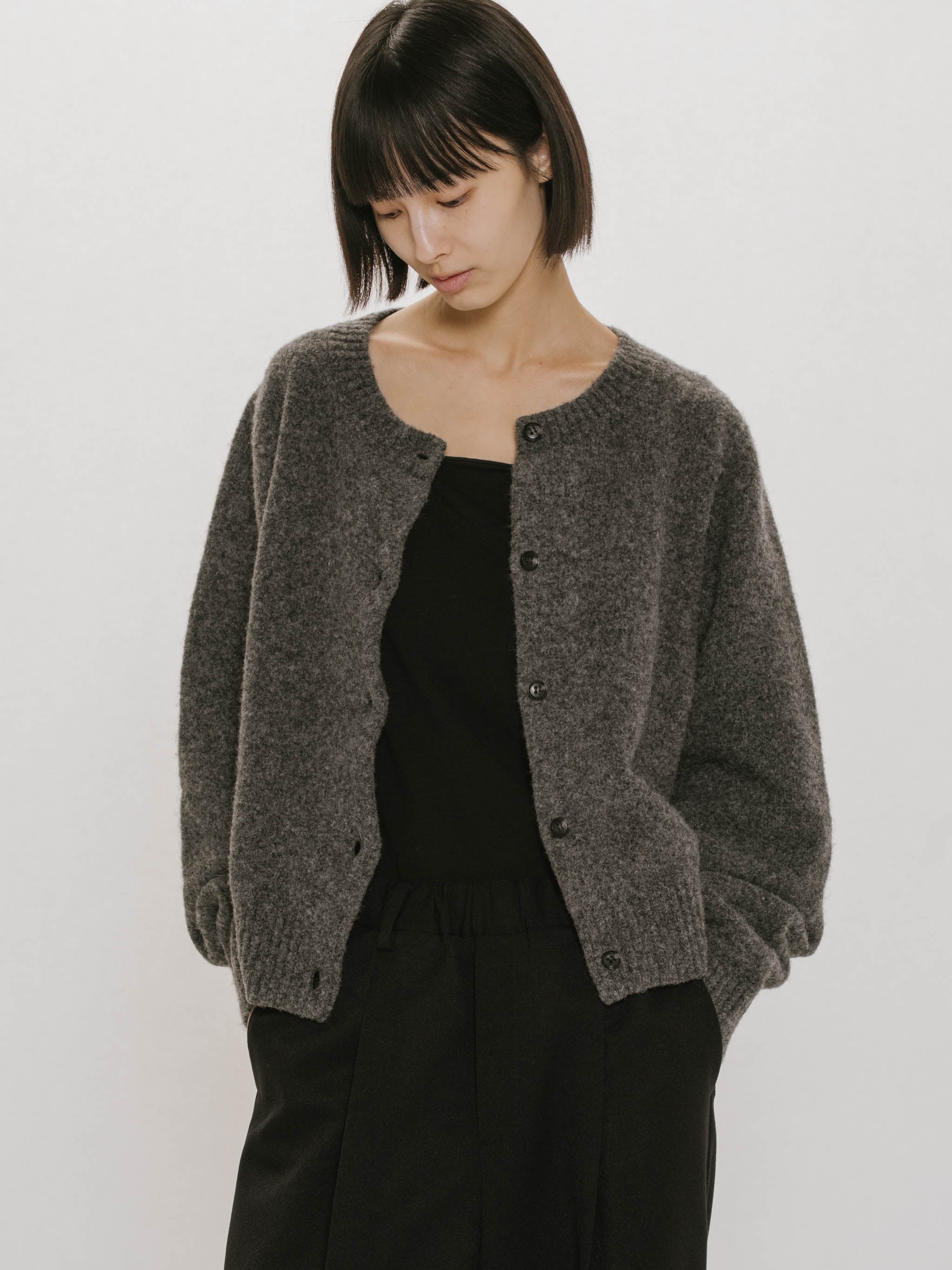 wool crew neck cardigan