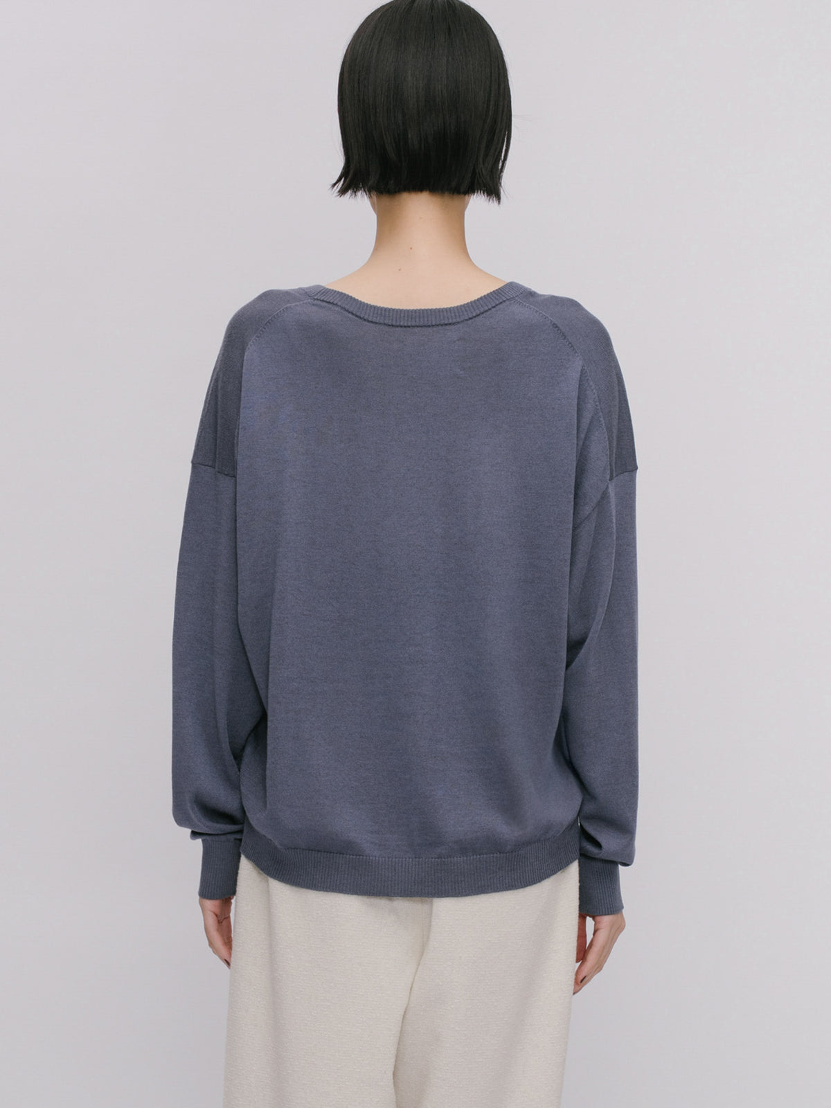 U neck wide knit pullover