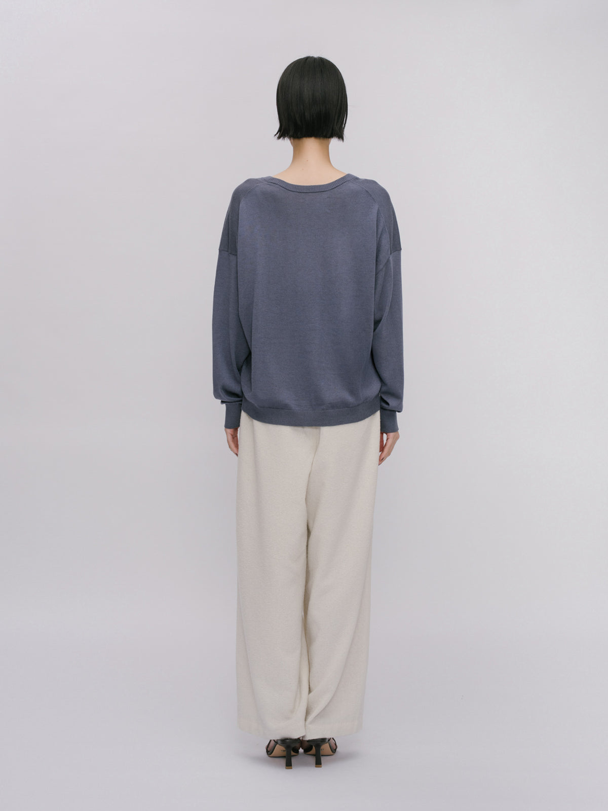U neck wide knit pullover