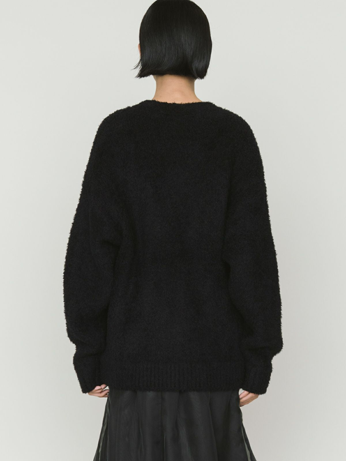 fether yarn long cardigan