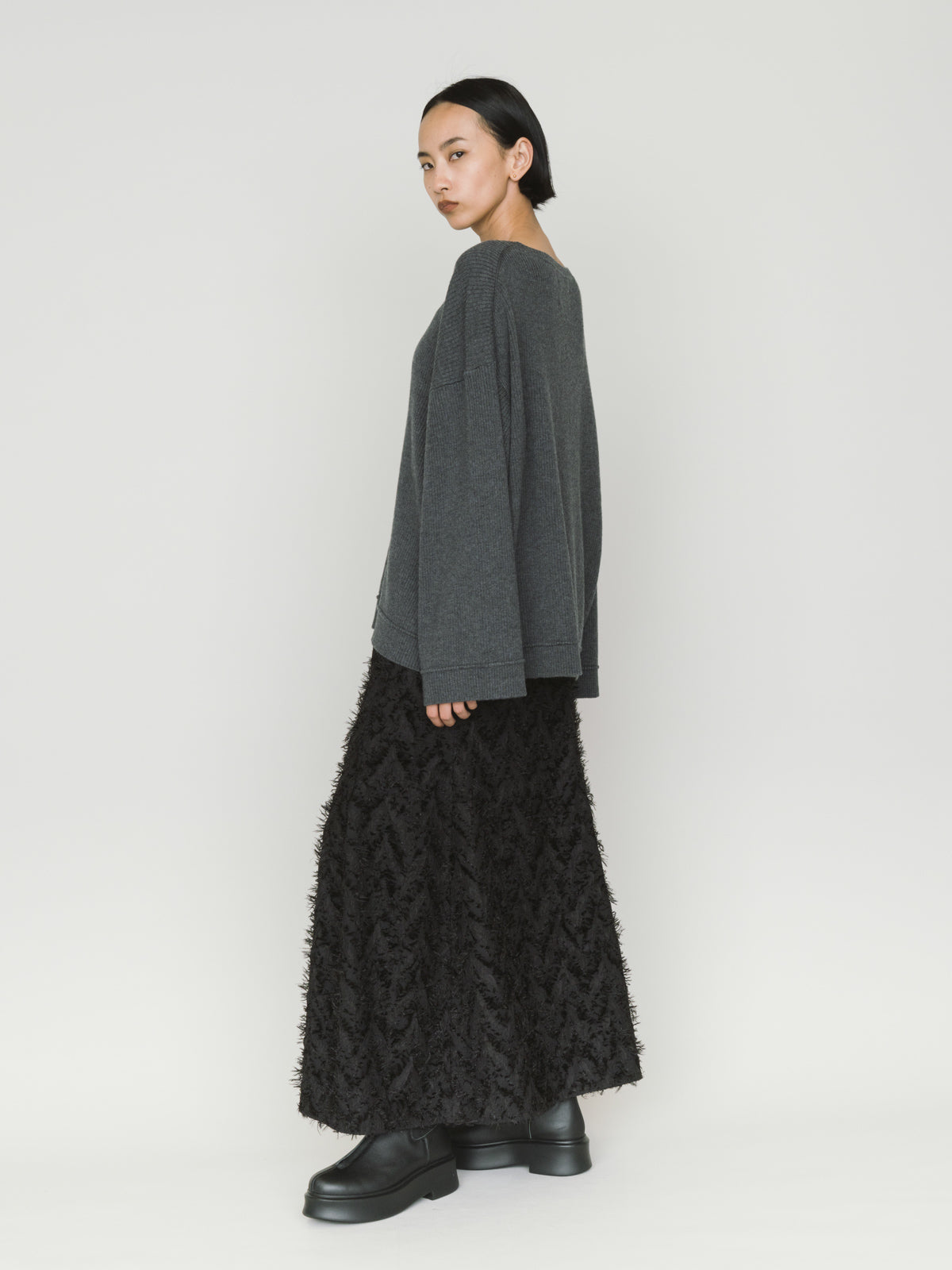 rib pintucked pullover