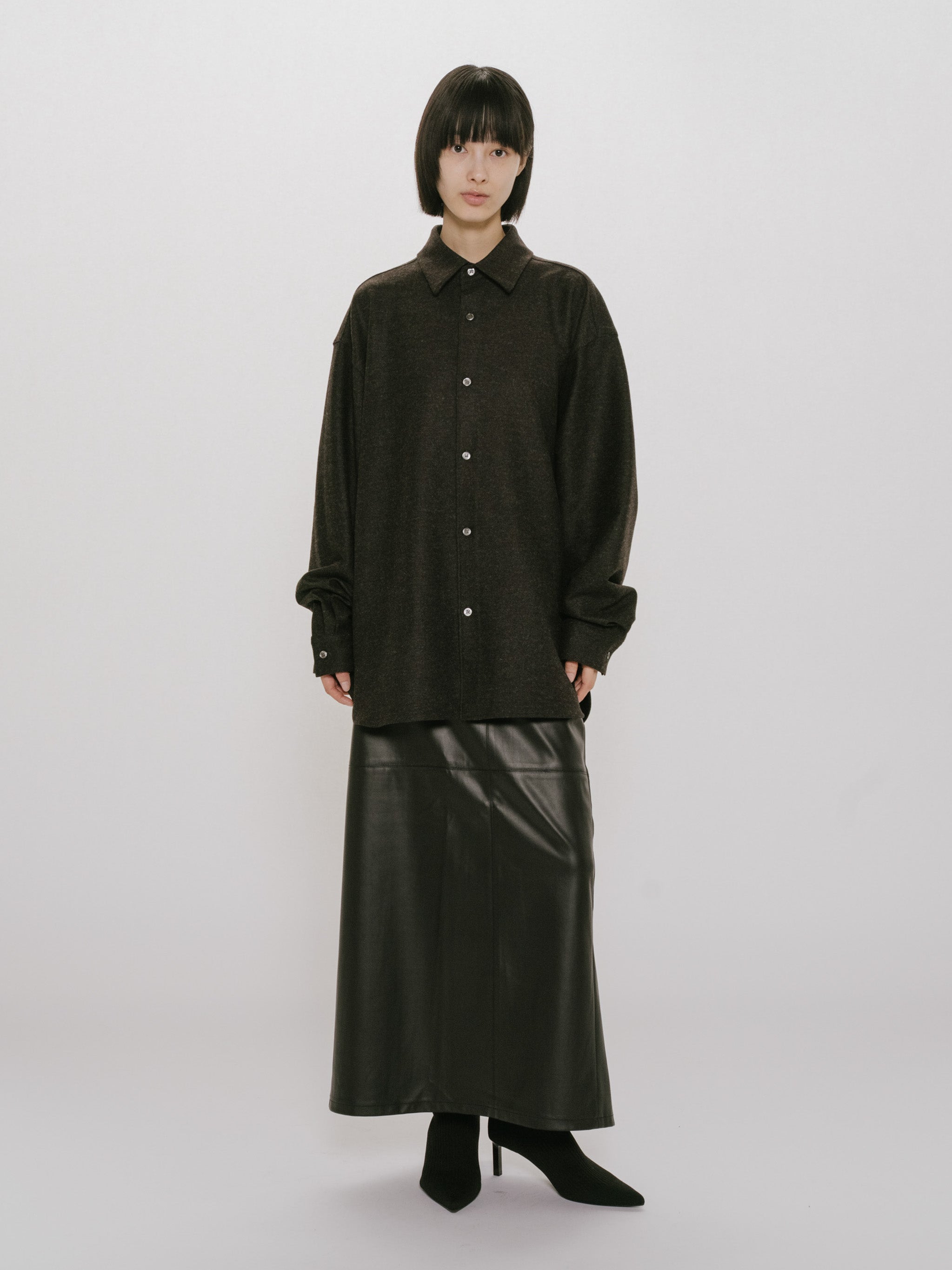 wool blend wide shirt