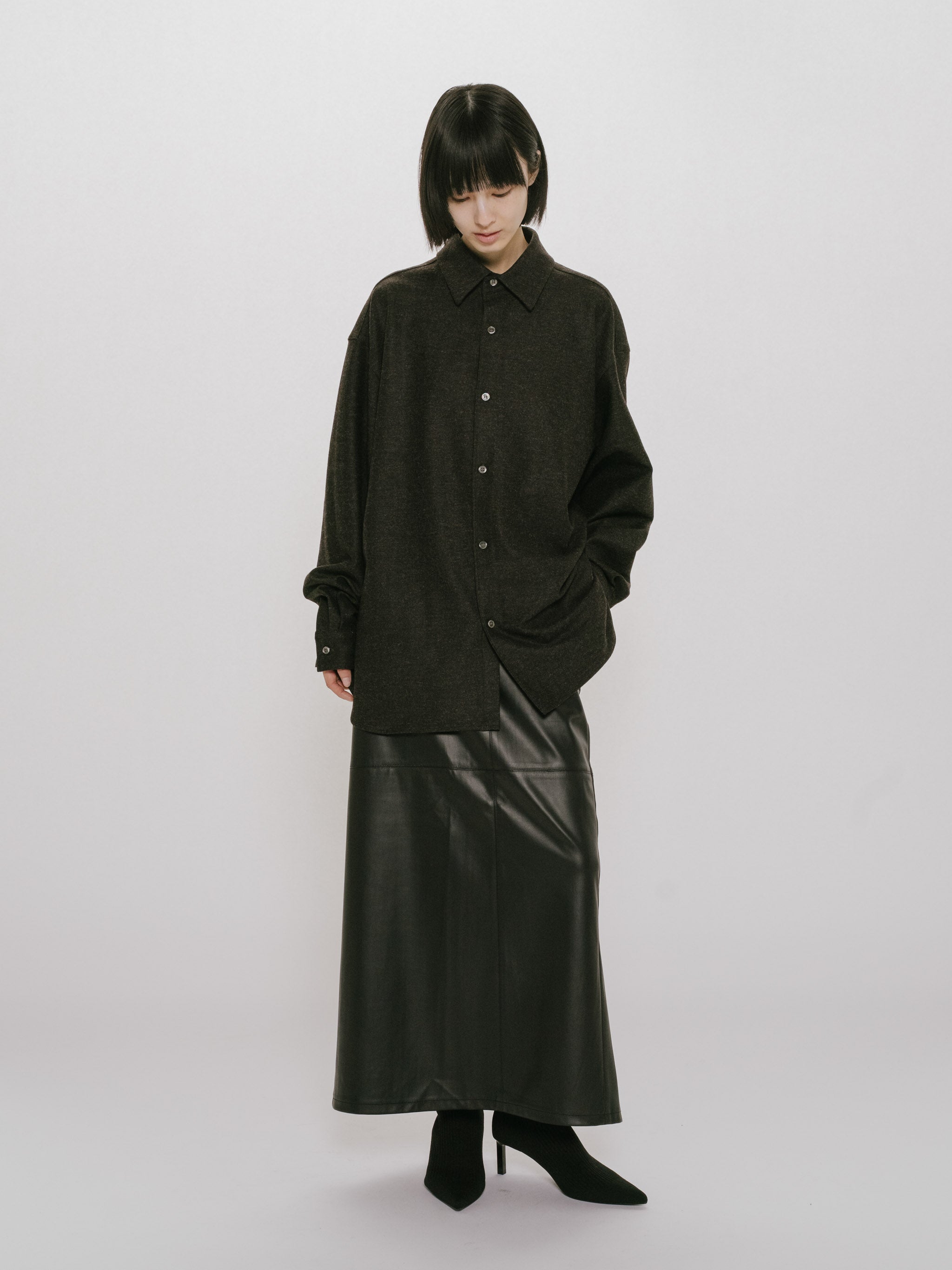 wool blend wide shirt