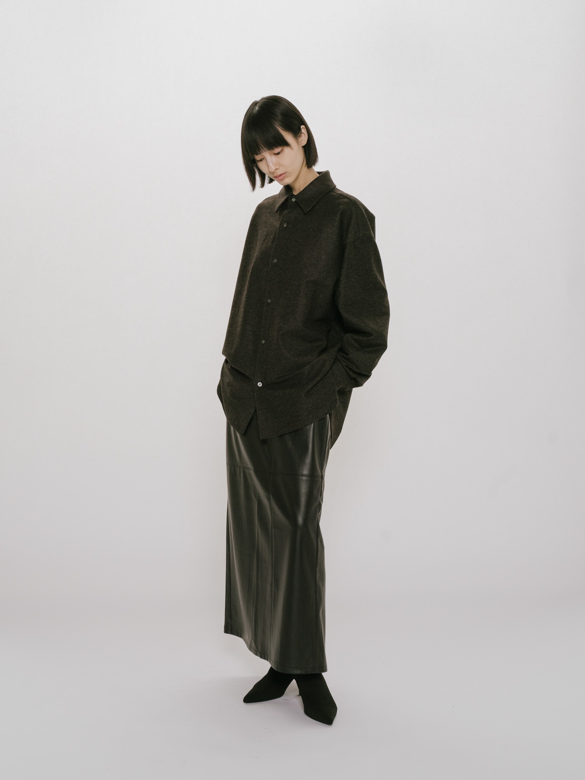 wool blend wide shirt