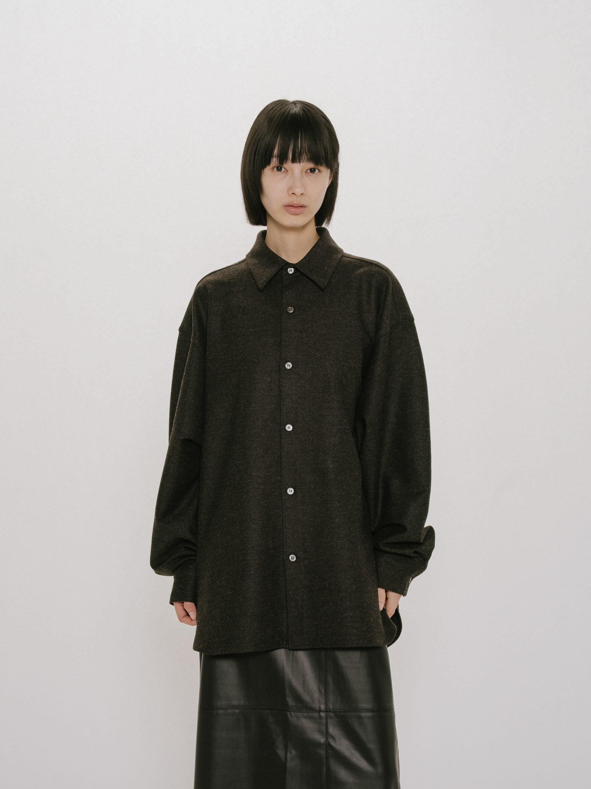 wool blend wide shirt