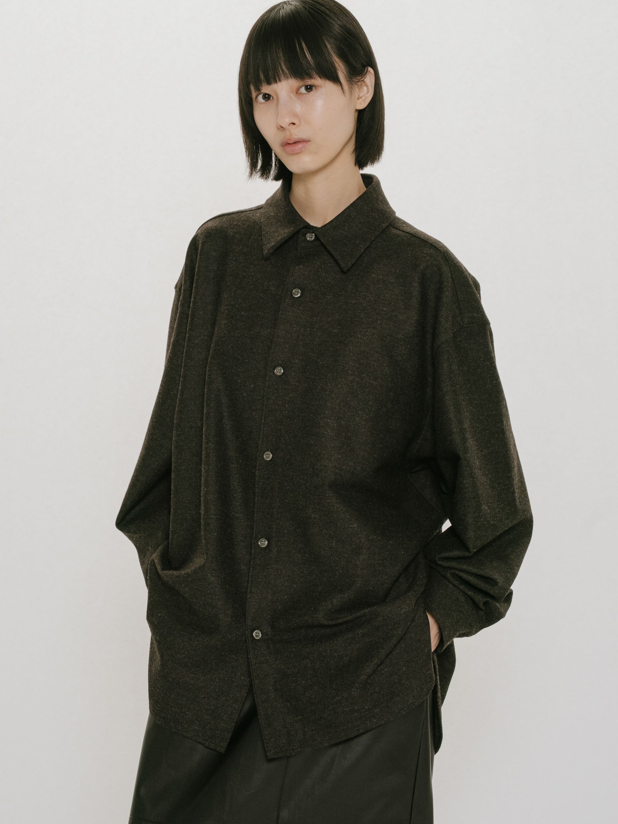 wool blend wide shirt