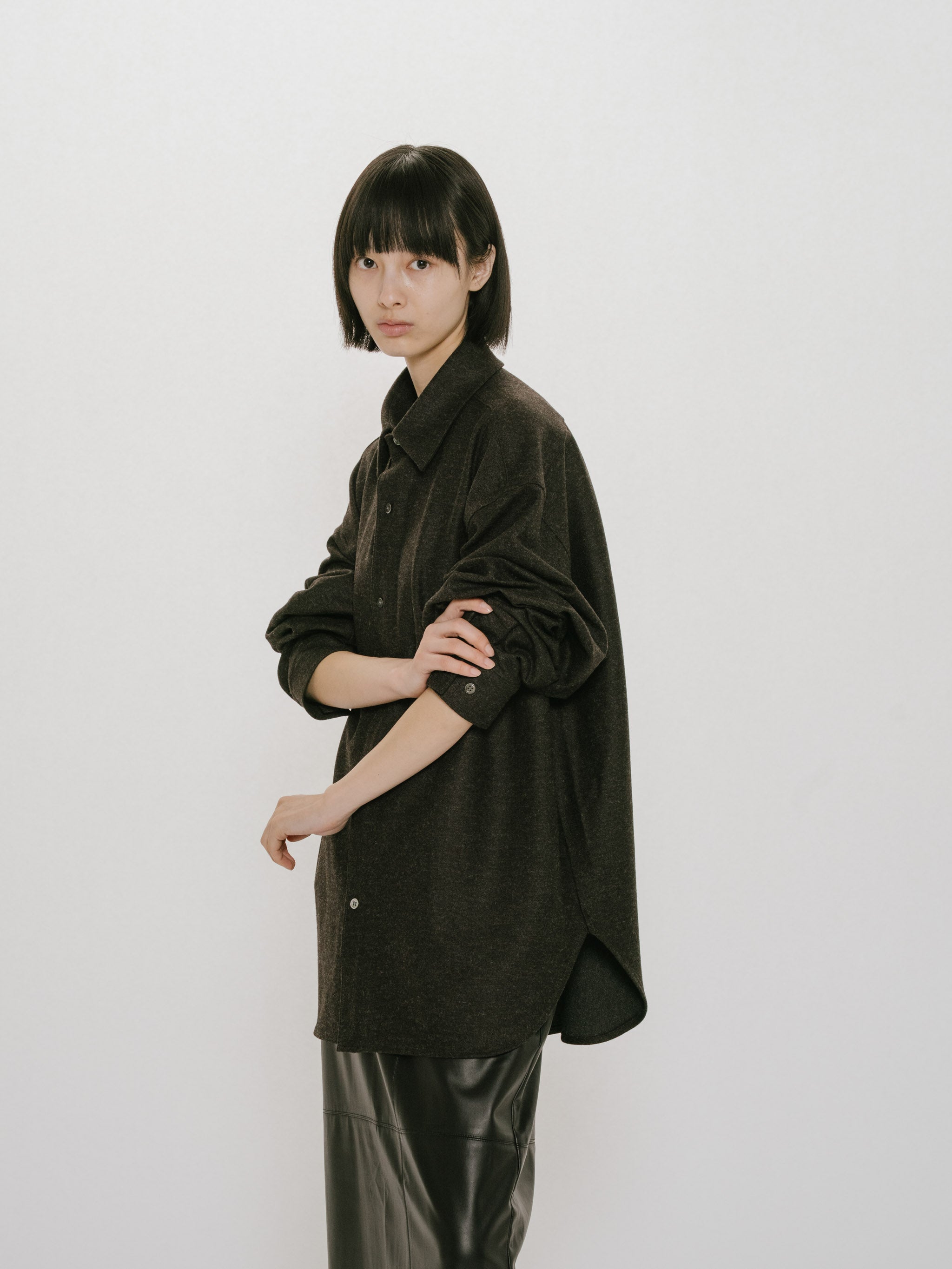 wool blend wide shirt