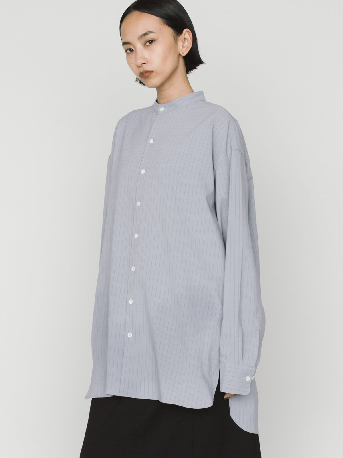 band collar long shirt 3-1076