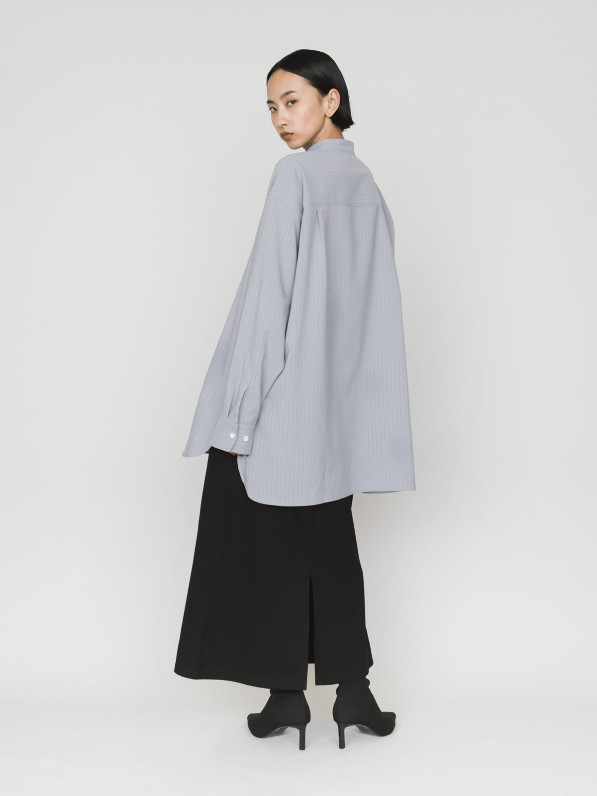 band collar long shirt 3-1076