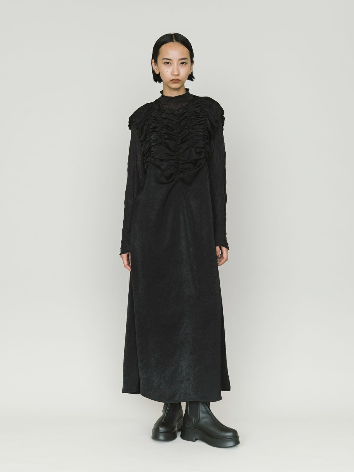 random shirring one-piece