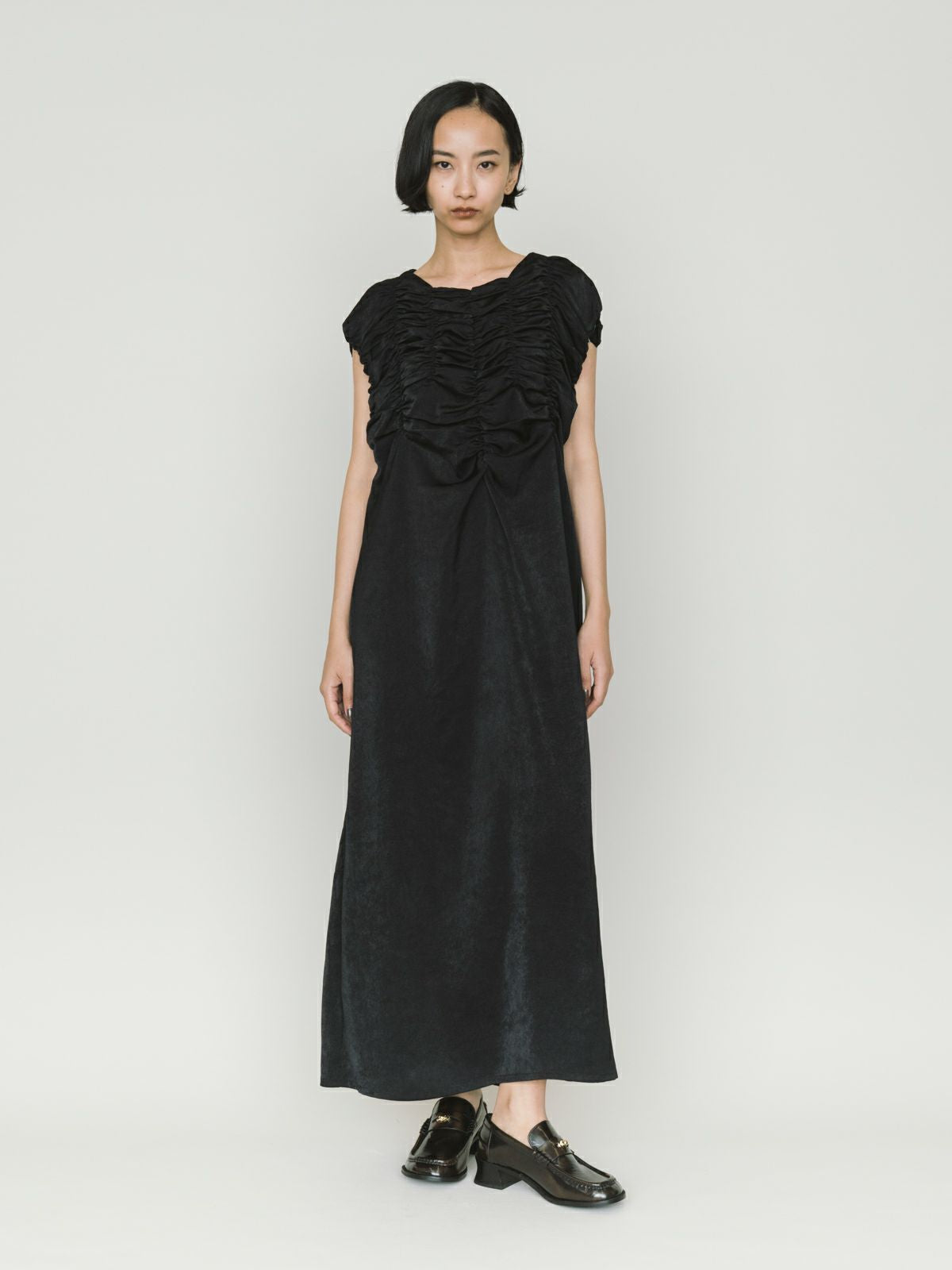 random shirring one-piece