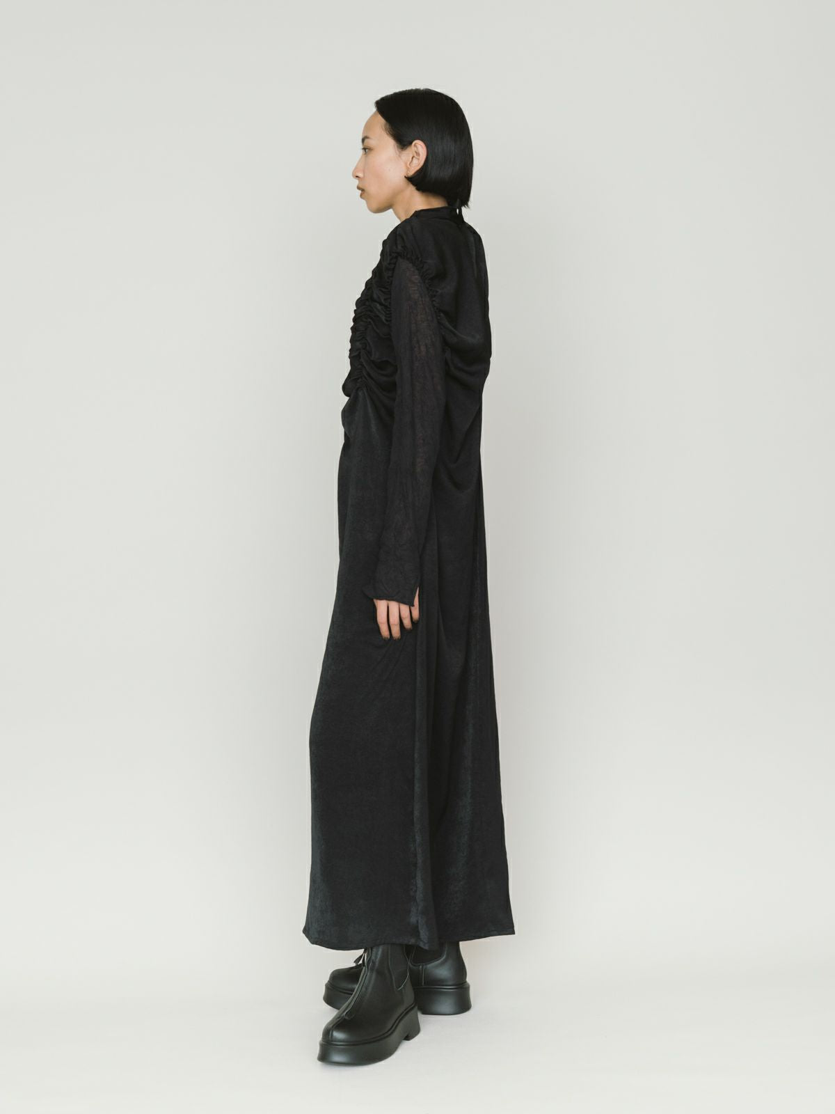 random shirring one-piece