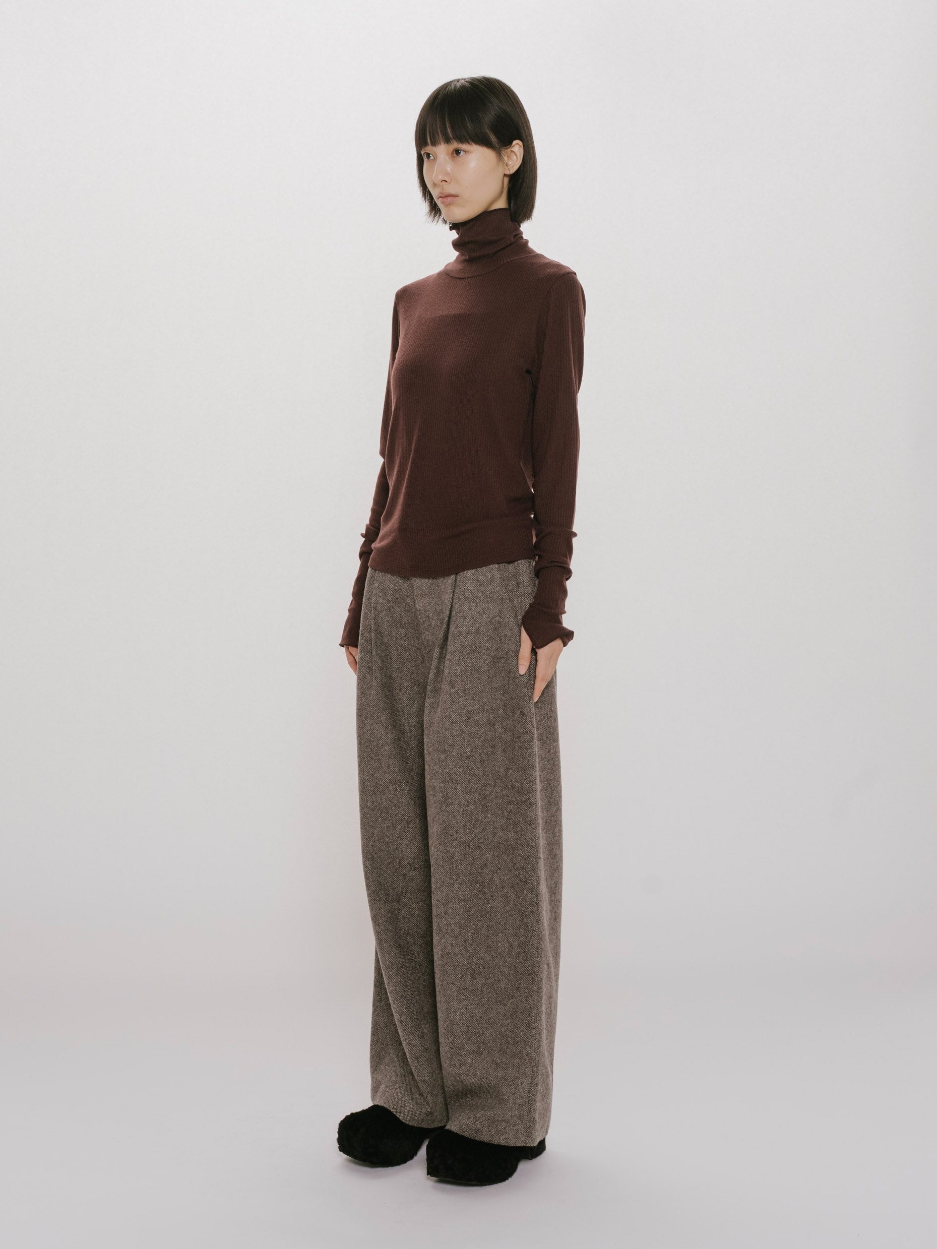 tweed wide easy pants