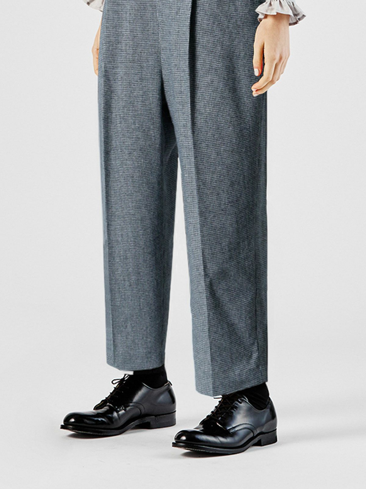 チェックハイウエストコクーンパンツ(4-1114)