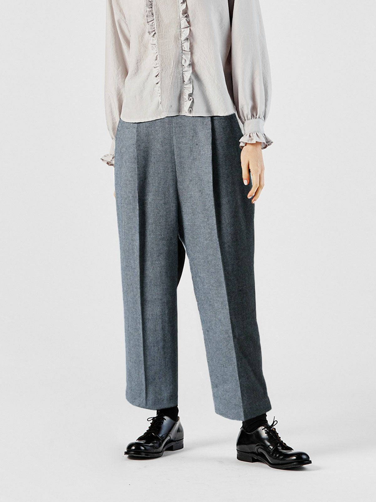 チェックハイウエストコクーンパンツ(4-1114)