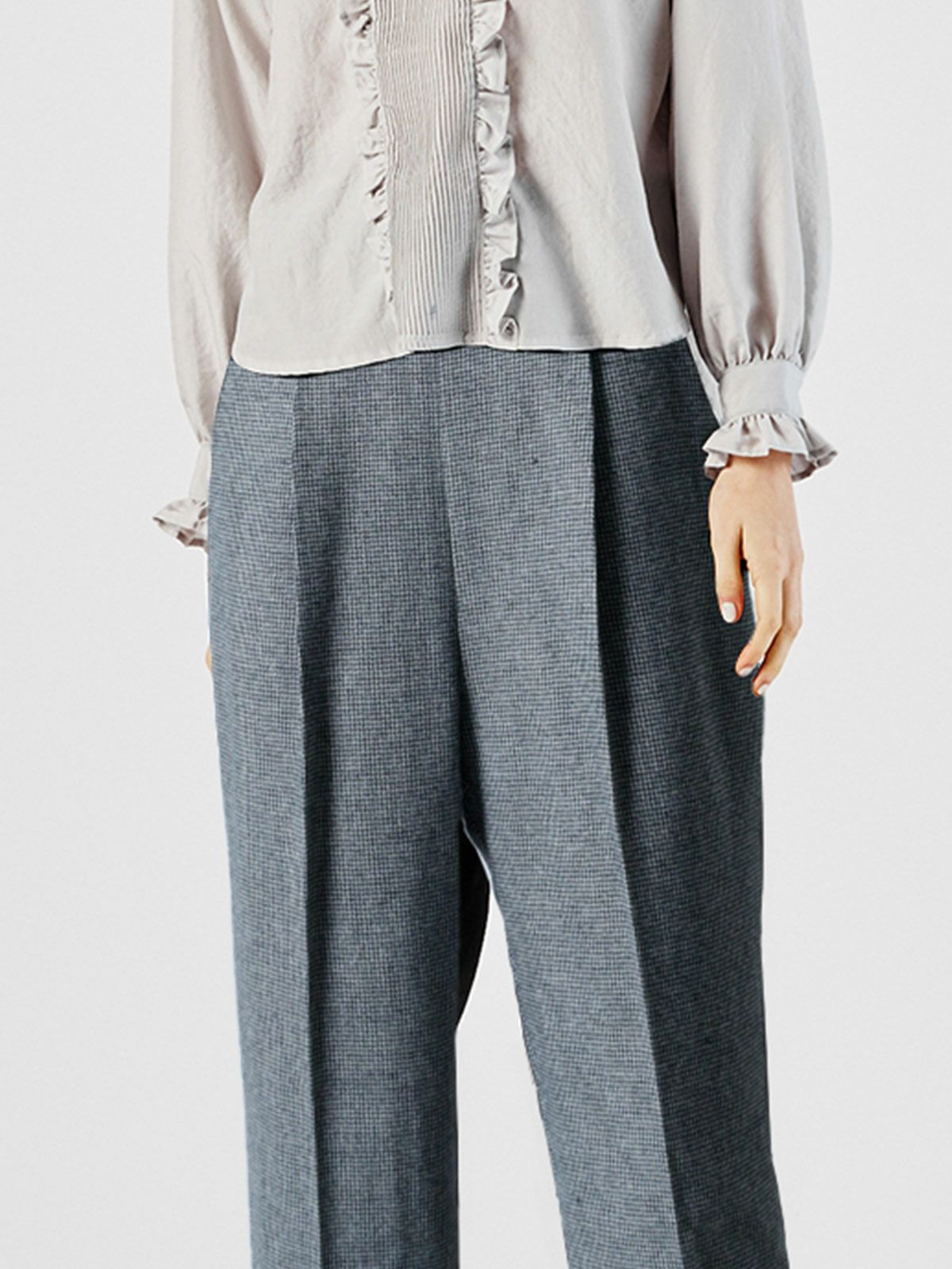 チェックハイウエストコクーンパンツ(4-1114)