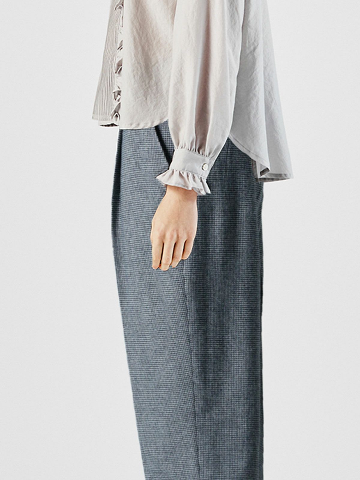 チェックハイウエストコクーンパンツ(4-1114)