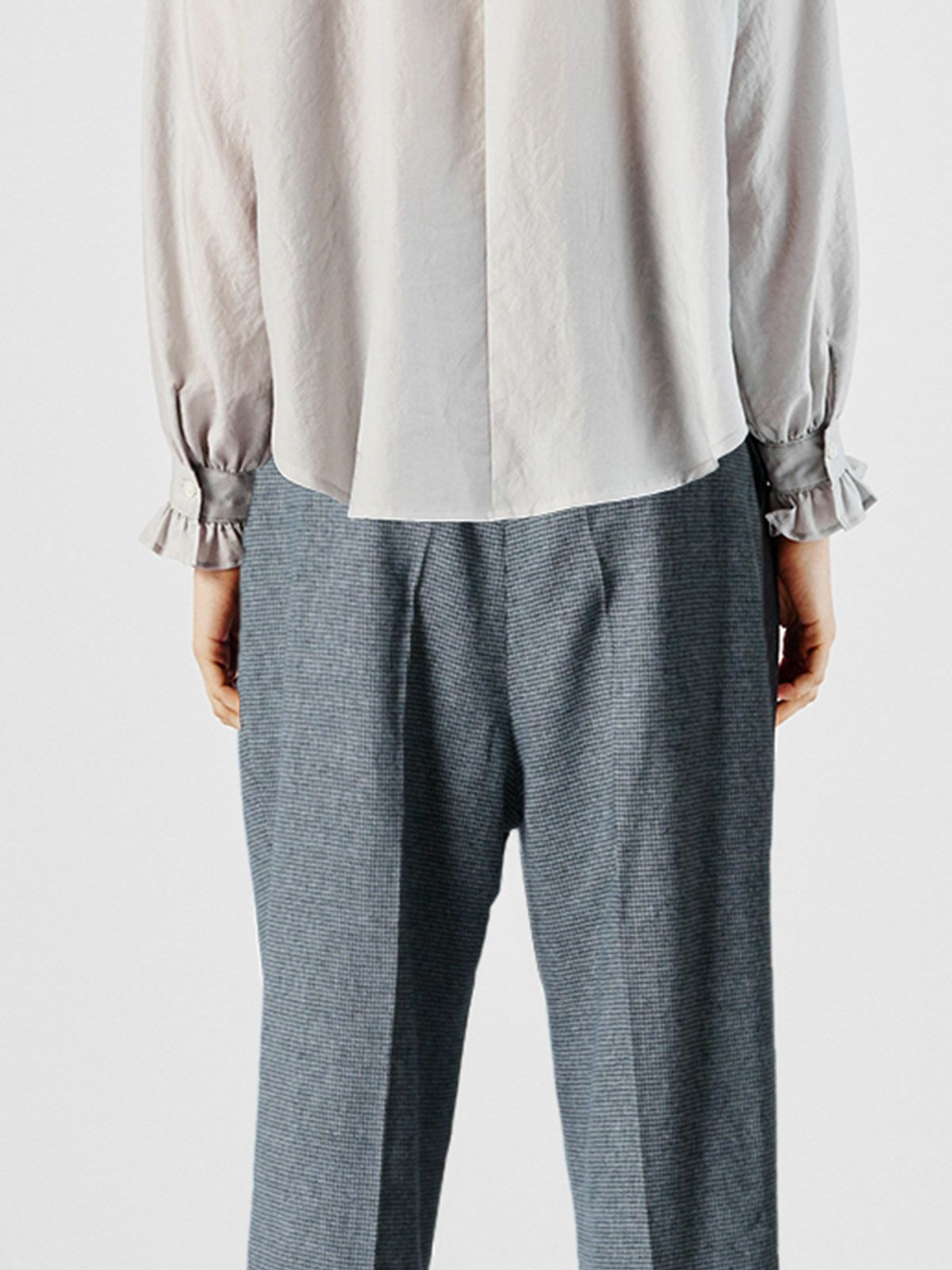 チェックハイウエストコクーンパンツ(4-1114)