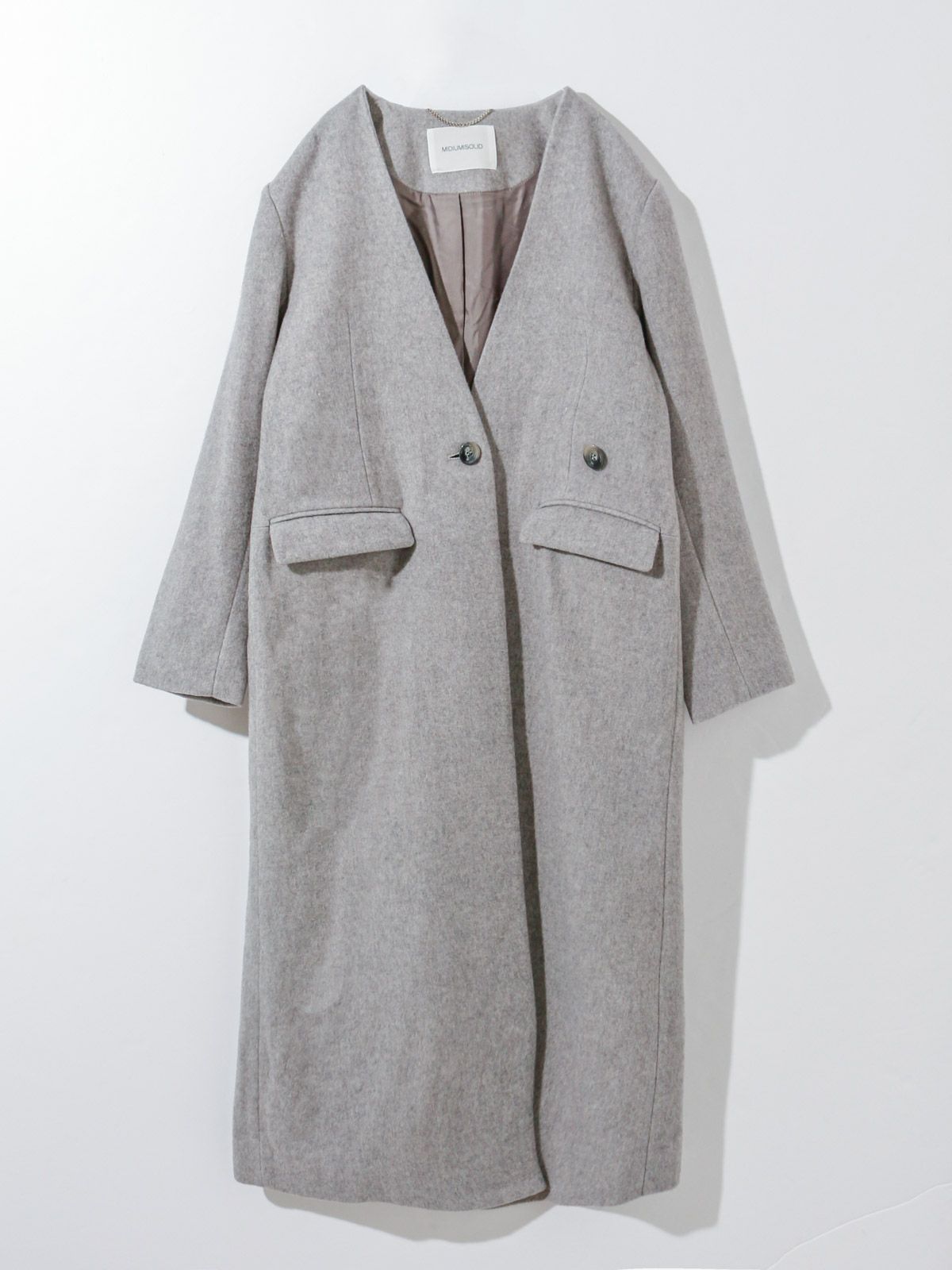 ノーカラーロングコート(3-1143)