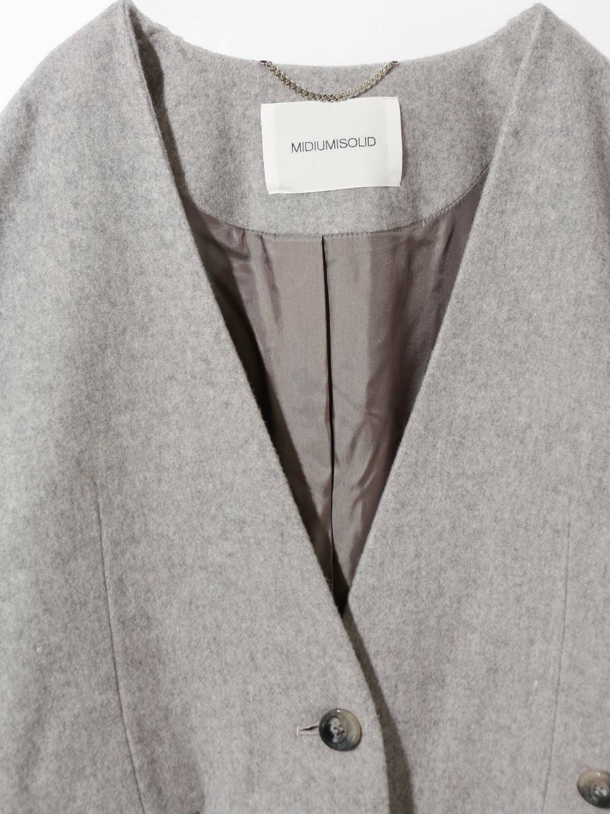 ノーカラーロングコート(3-1143)