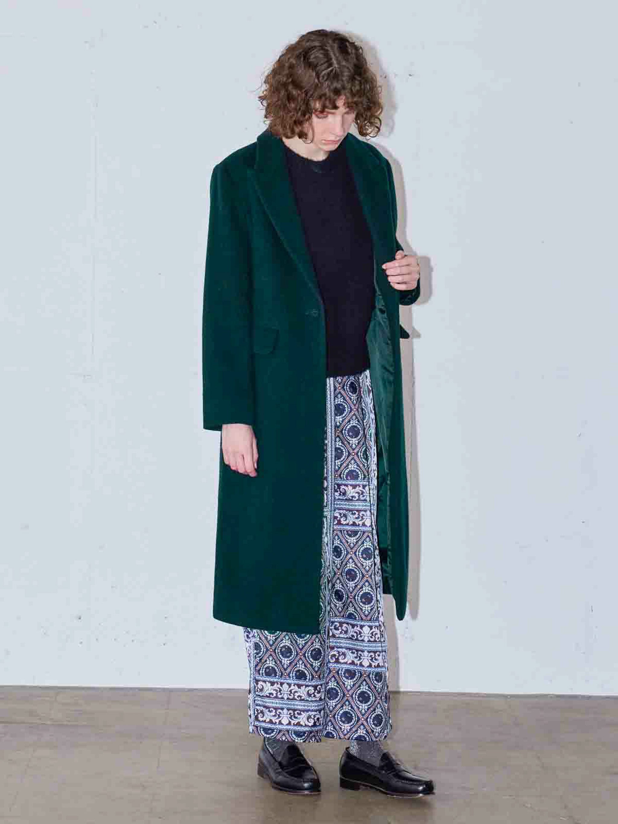 ピークドラペルロングコート(3-1146)