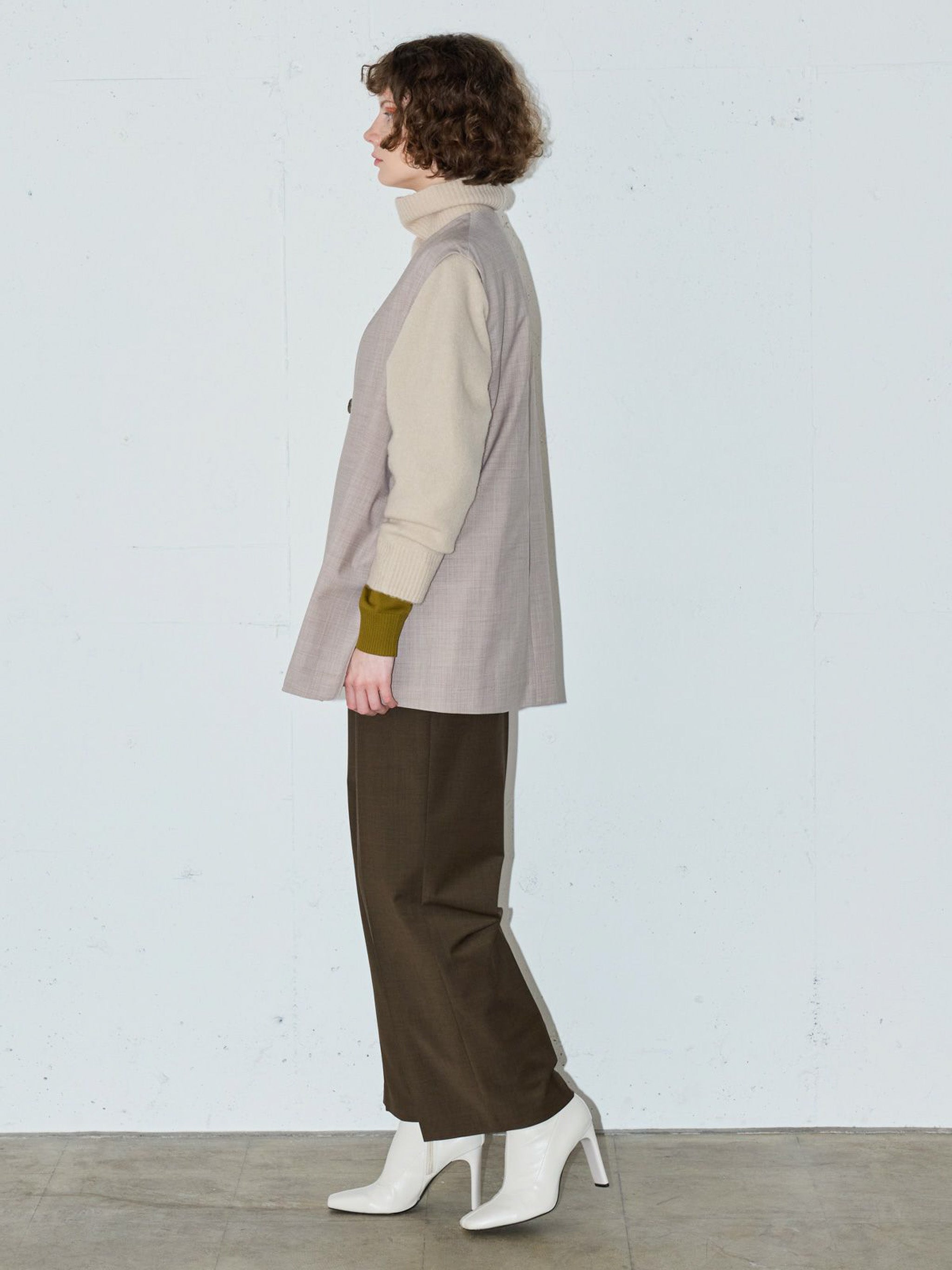 ノーカラーワイドロングベスト(3-1630)