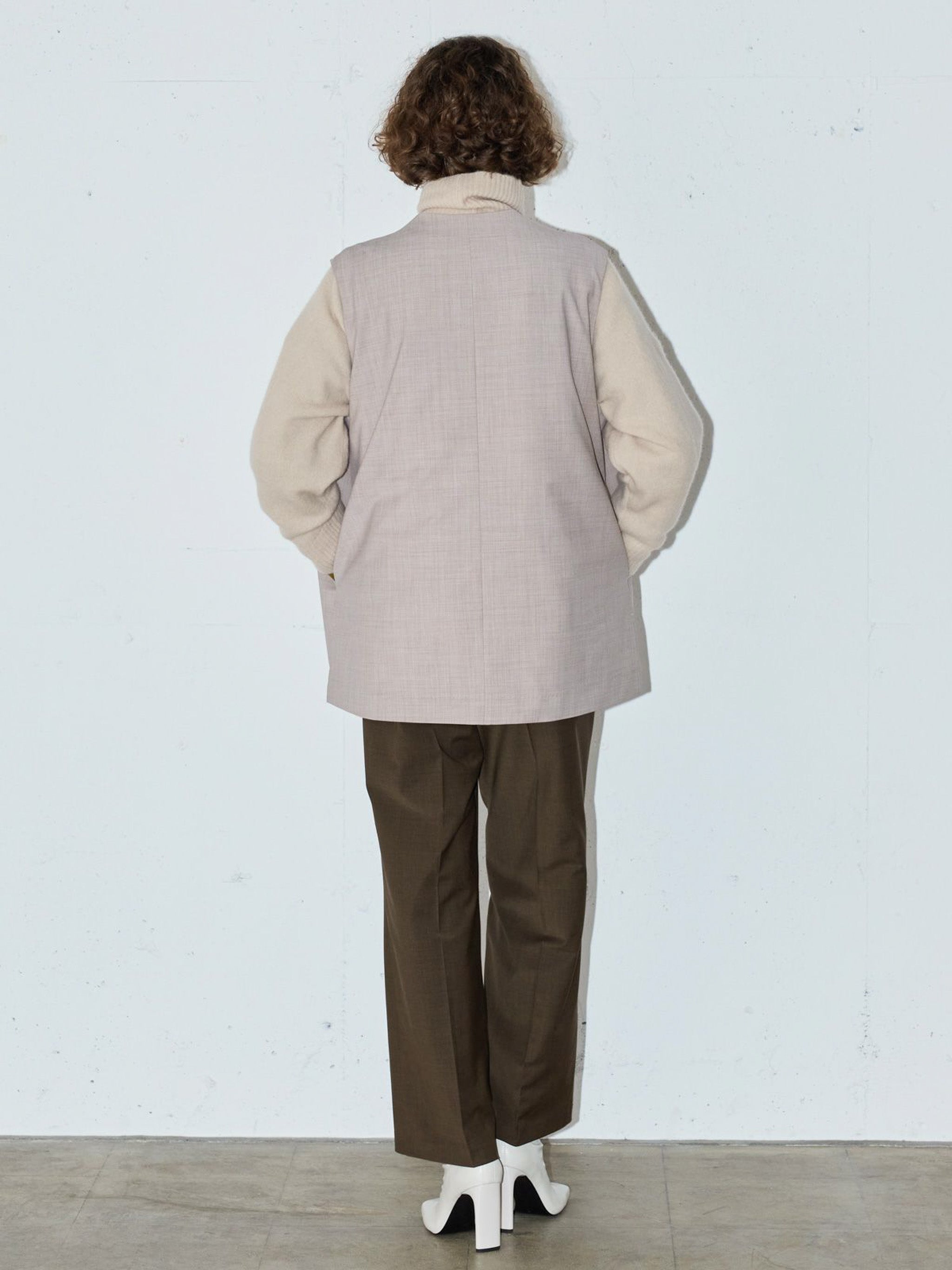 ノーカラーワイドロングベスト(3-1630)