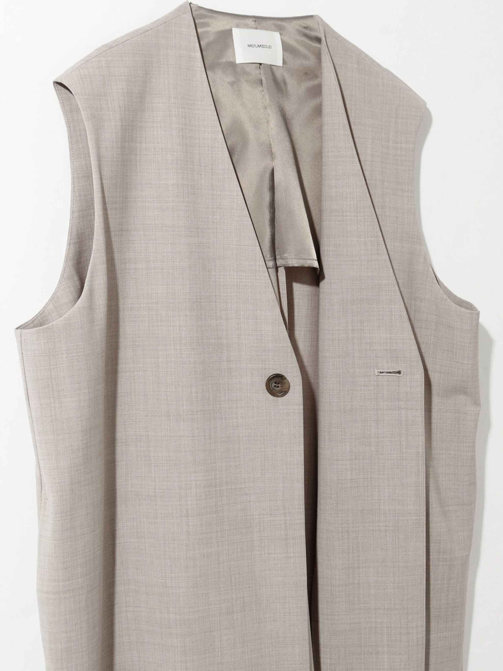 ノーカラーワイドロングベスト(3-1630)