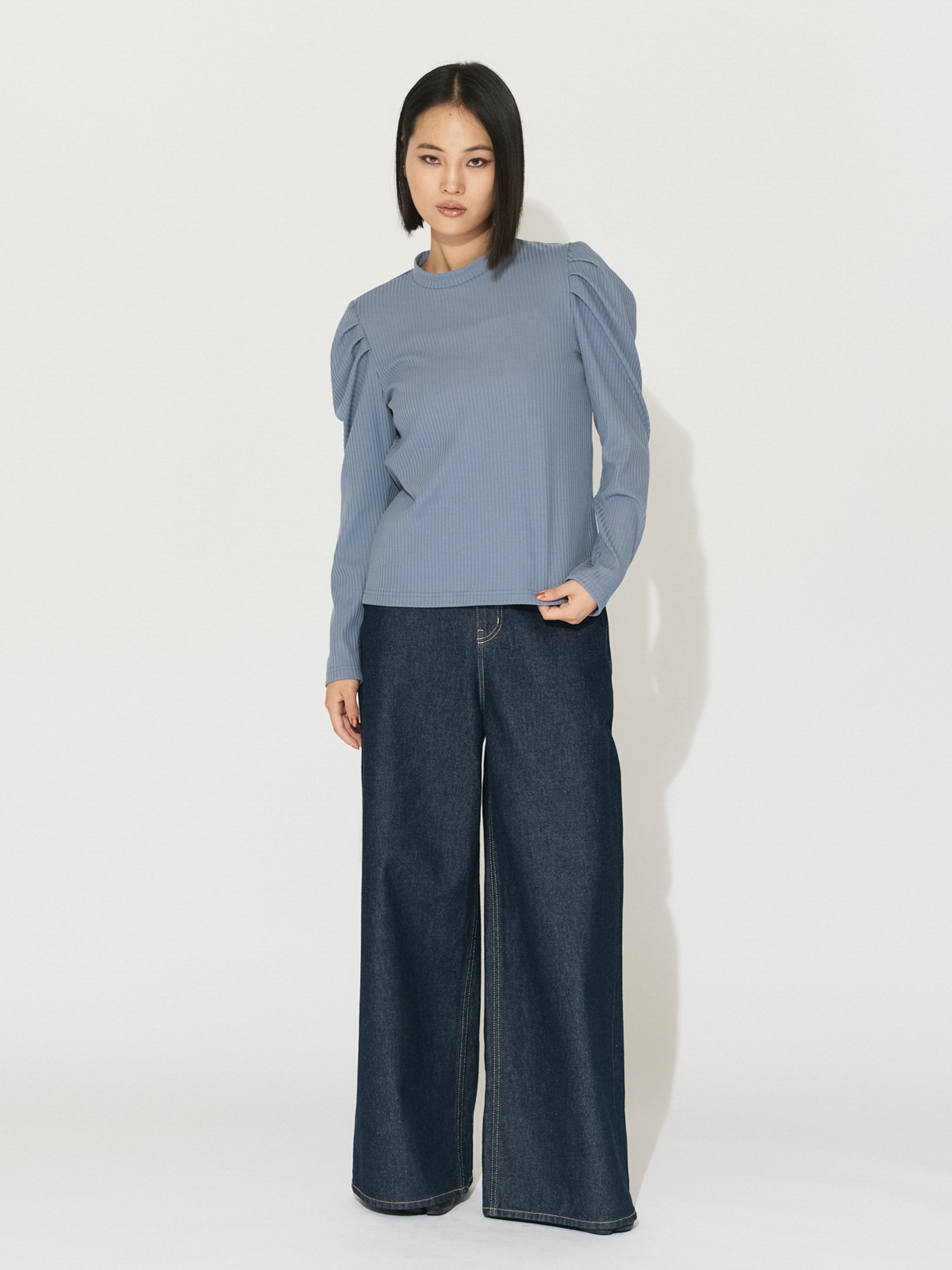 power shoulder rib pullover