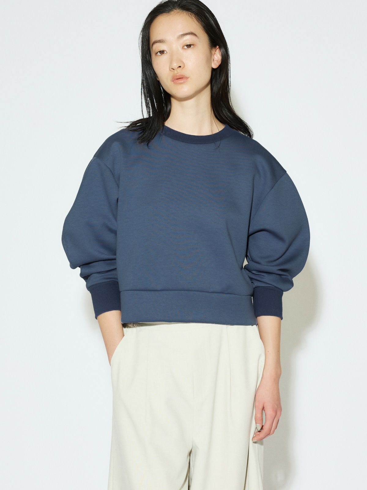 curve sleeve double-knit pullover