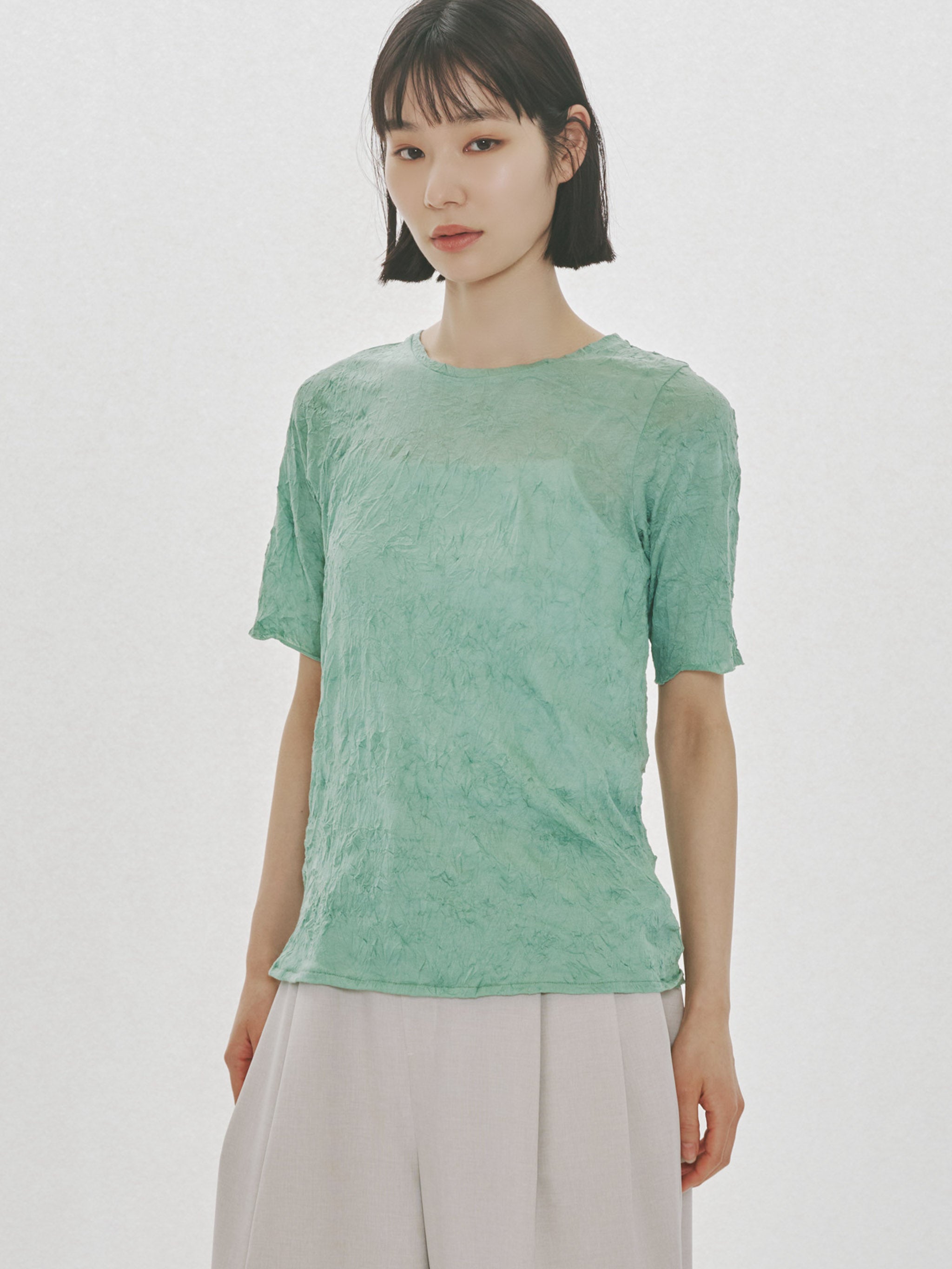 see-through crew neck half slv inner