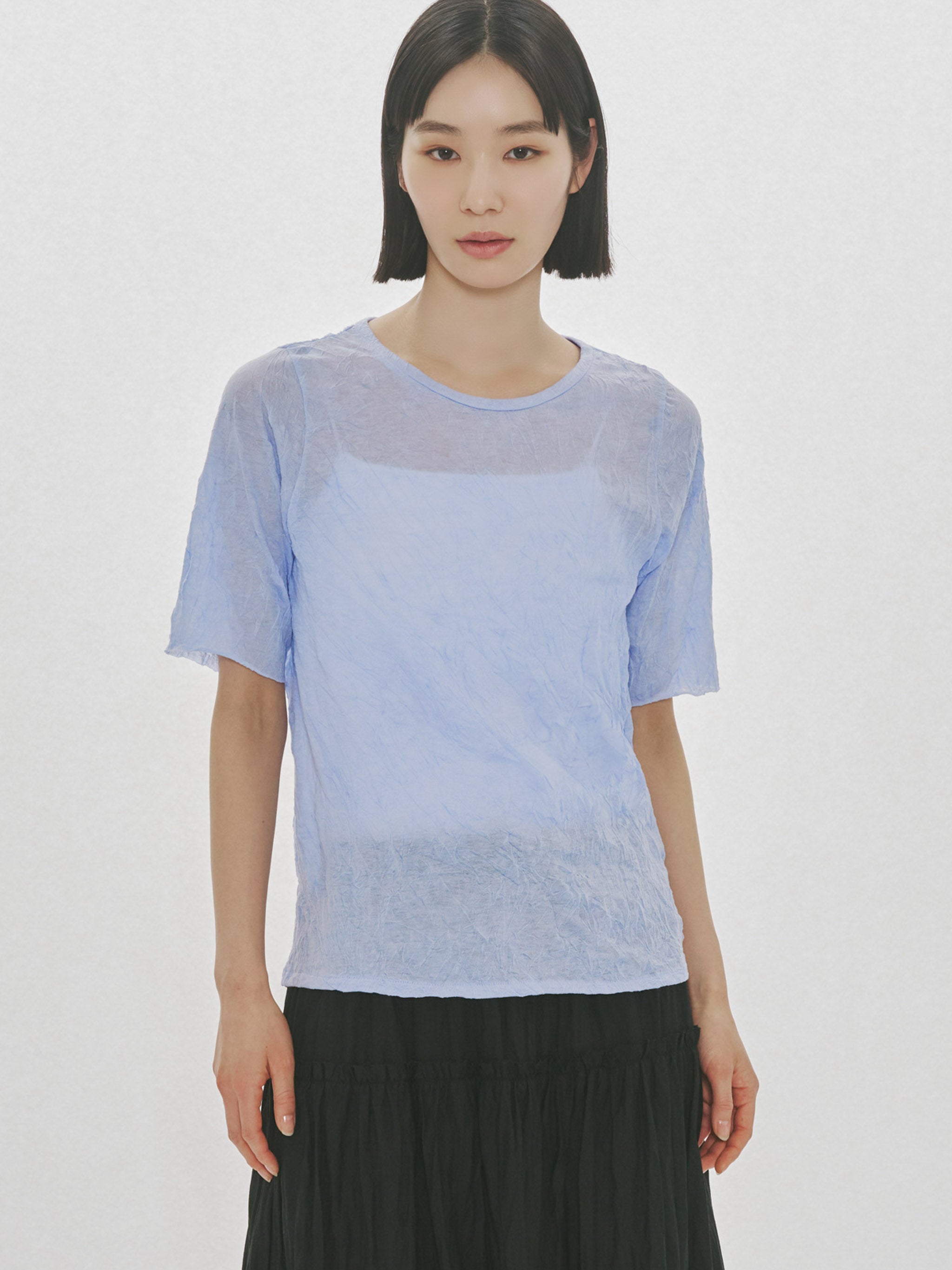 see-through crew neck half slv inner