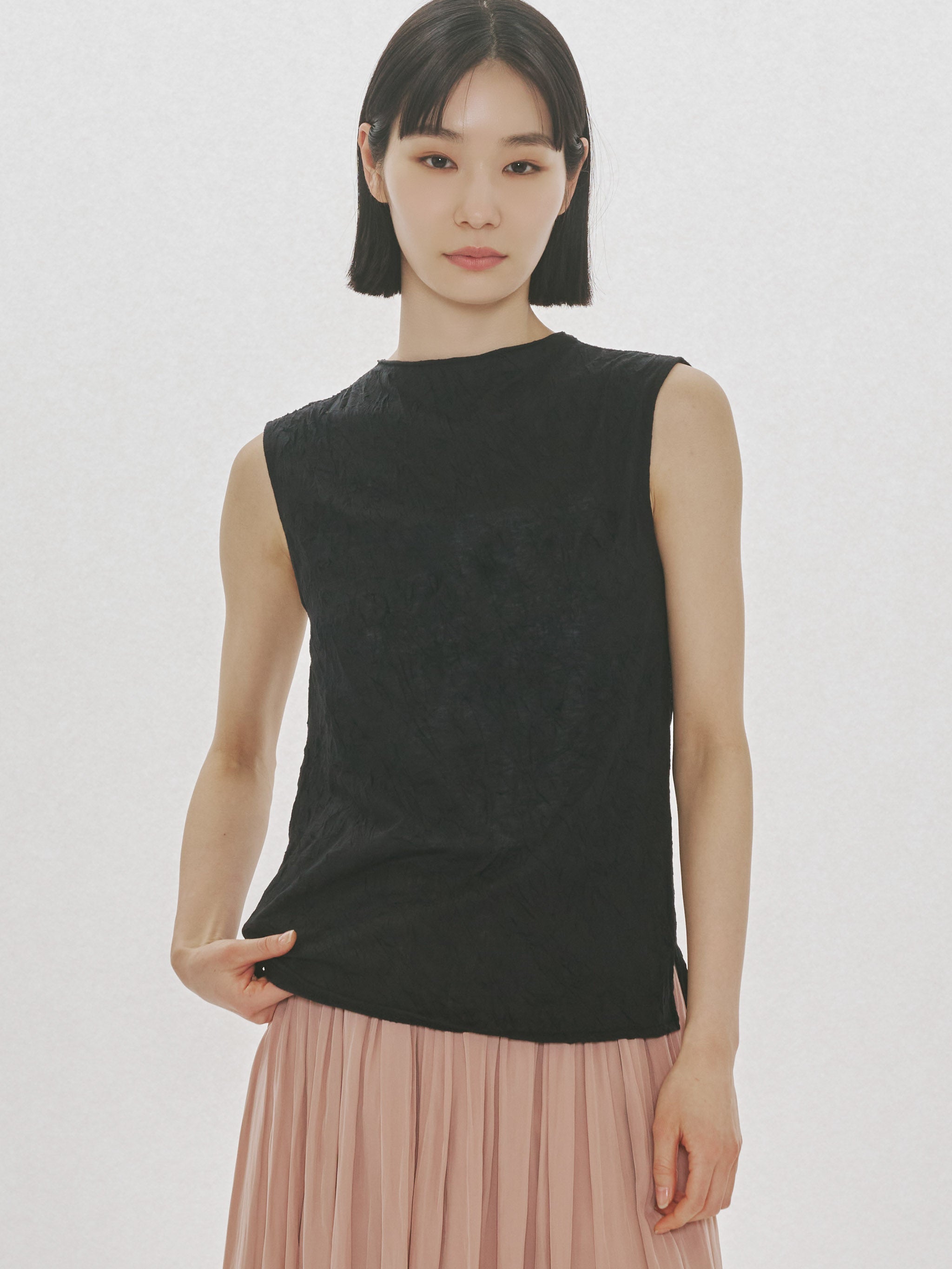 see-through high neck sleeveless inner