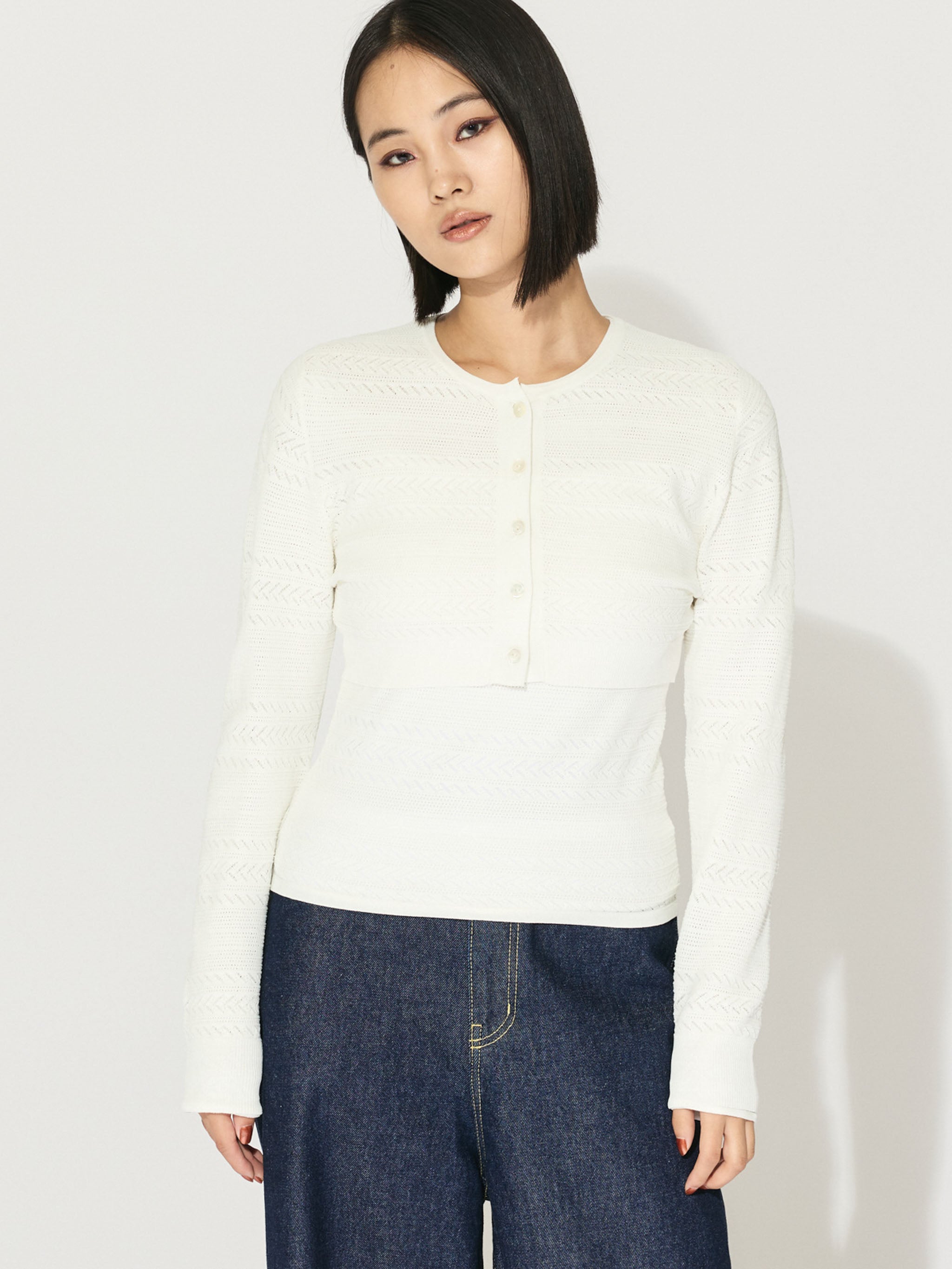 lace knit short cardigan