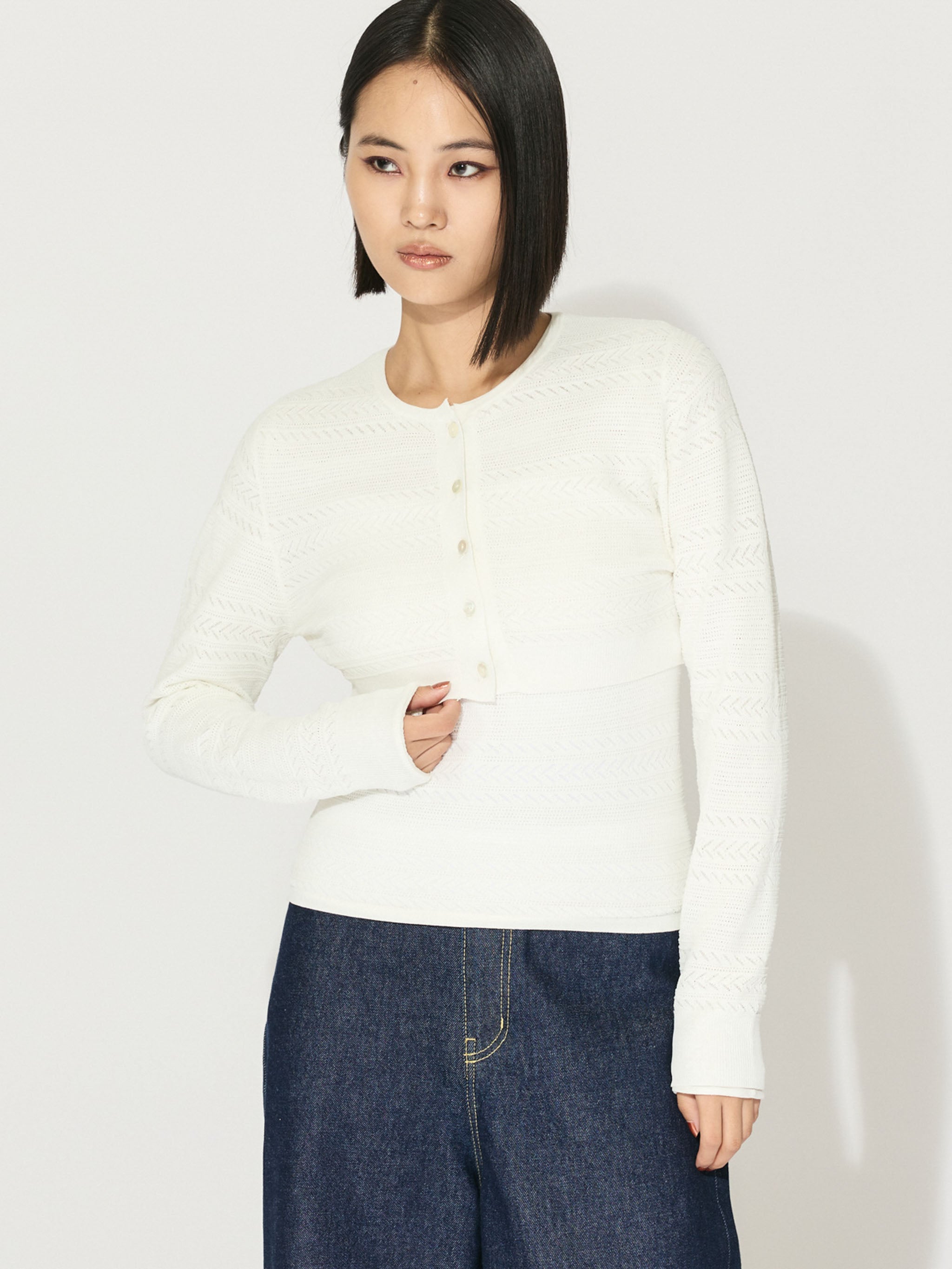 lace knit short cardigan