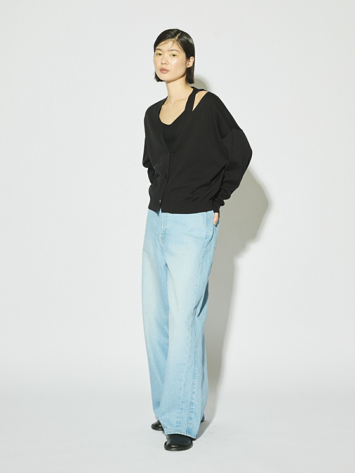cut out neck wide cardigan[A]