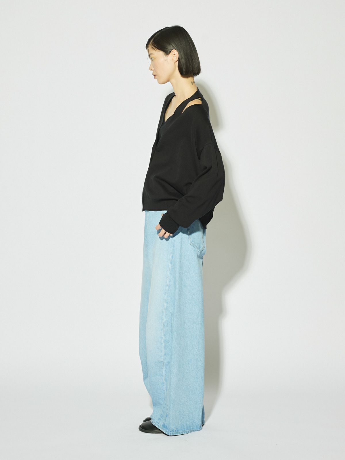 cut out neck wide cardigan[A]