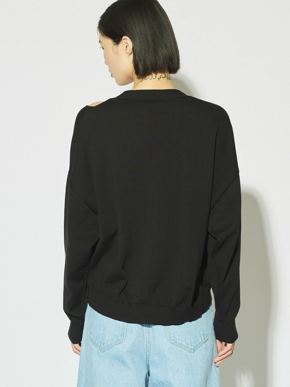 cut out neck wide cardigan[A]