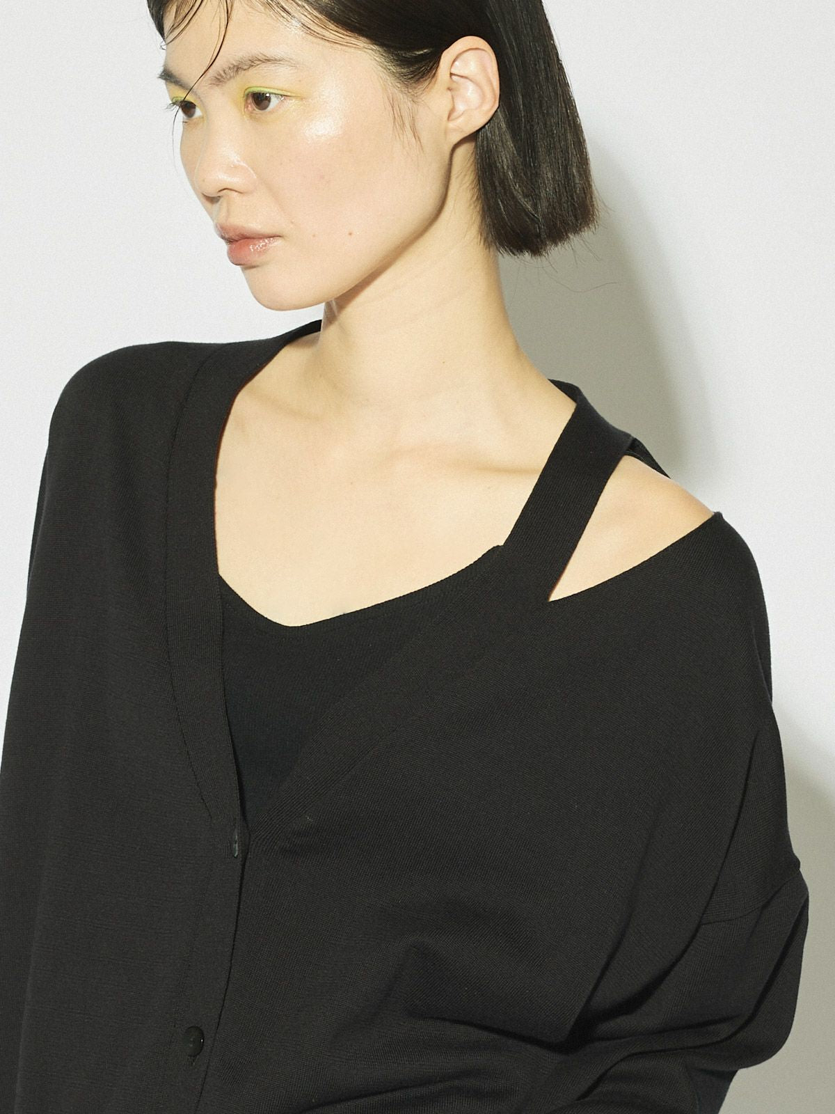 cut out neck wide cardigan[A]