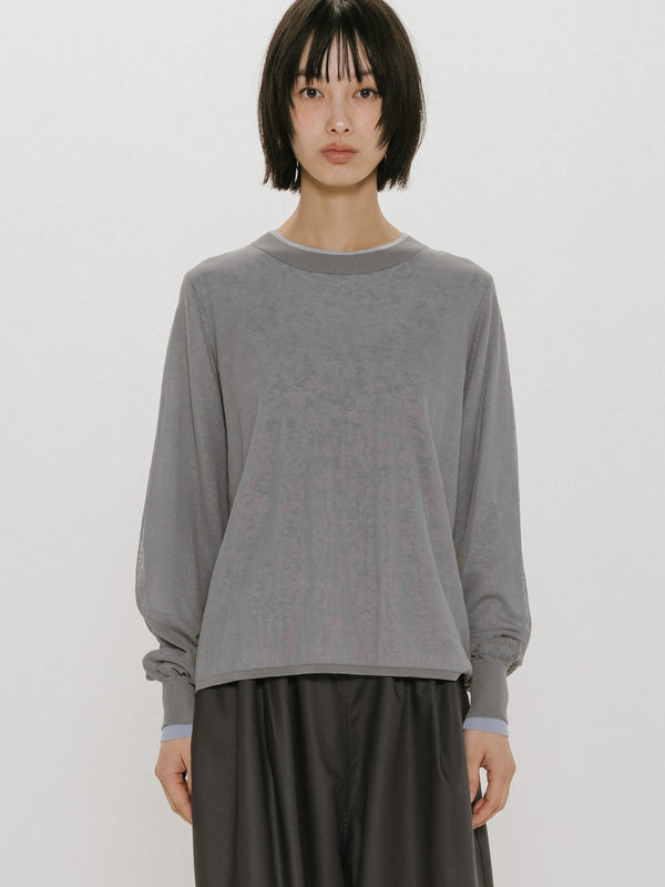 sheer layered crew neck pullover