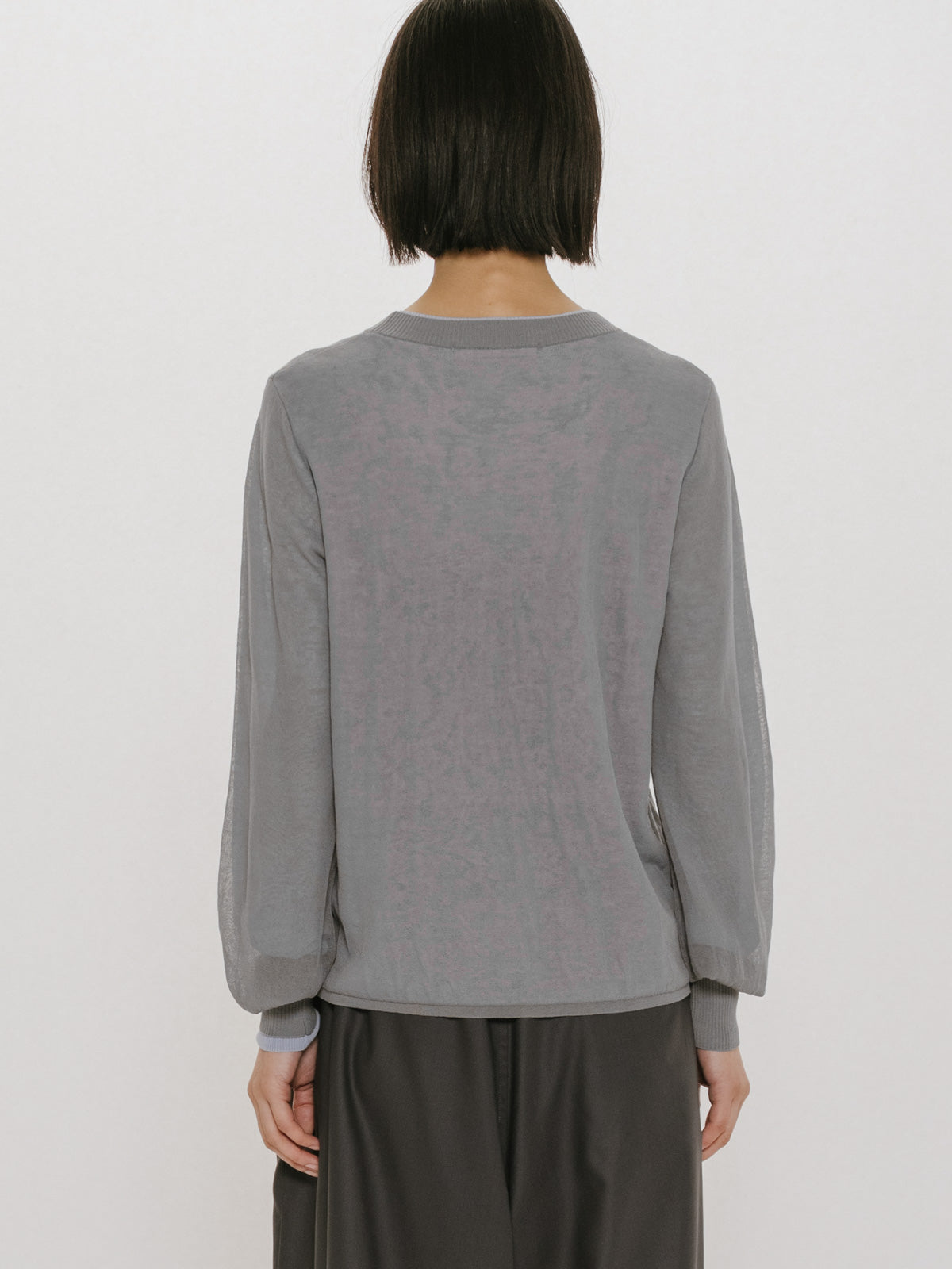 sheer layered crew neck pullover