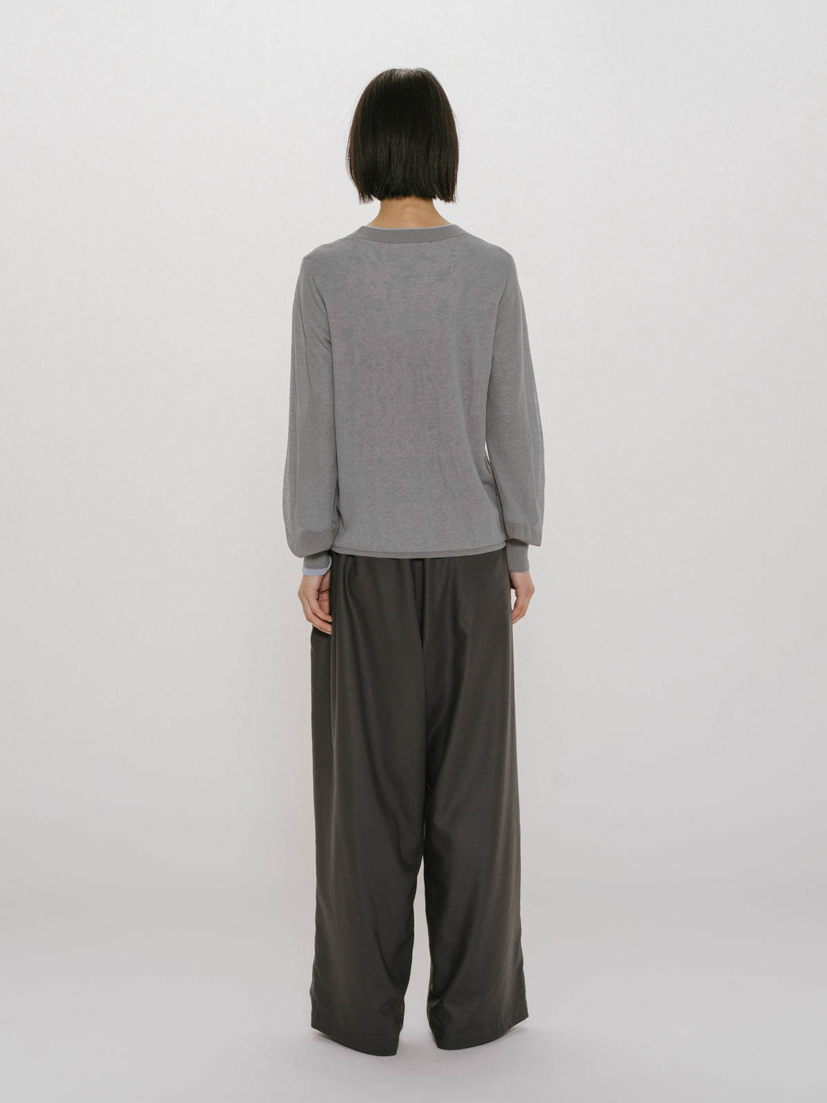 sheer layered crew neck pullover